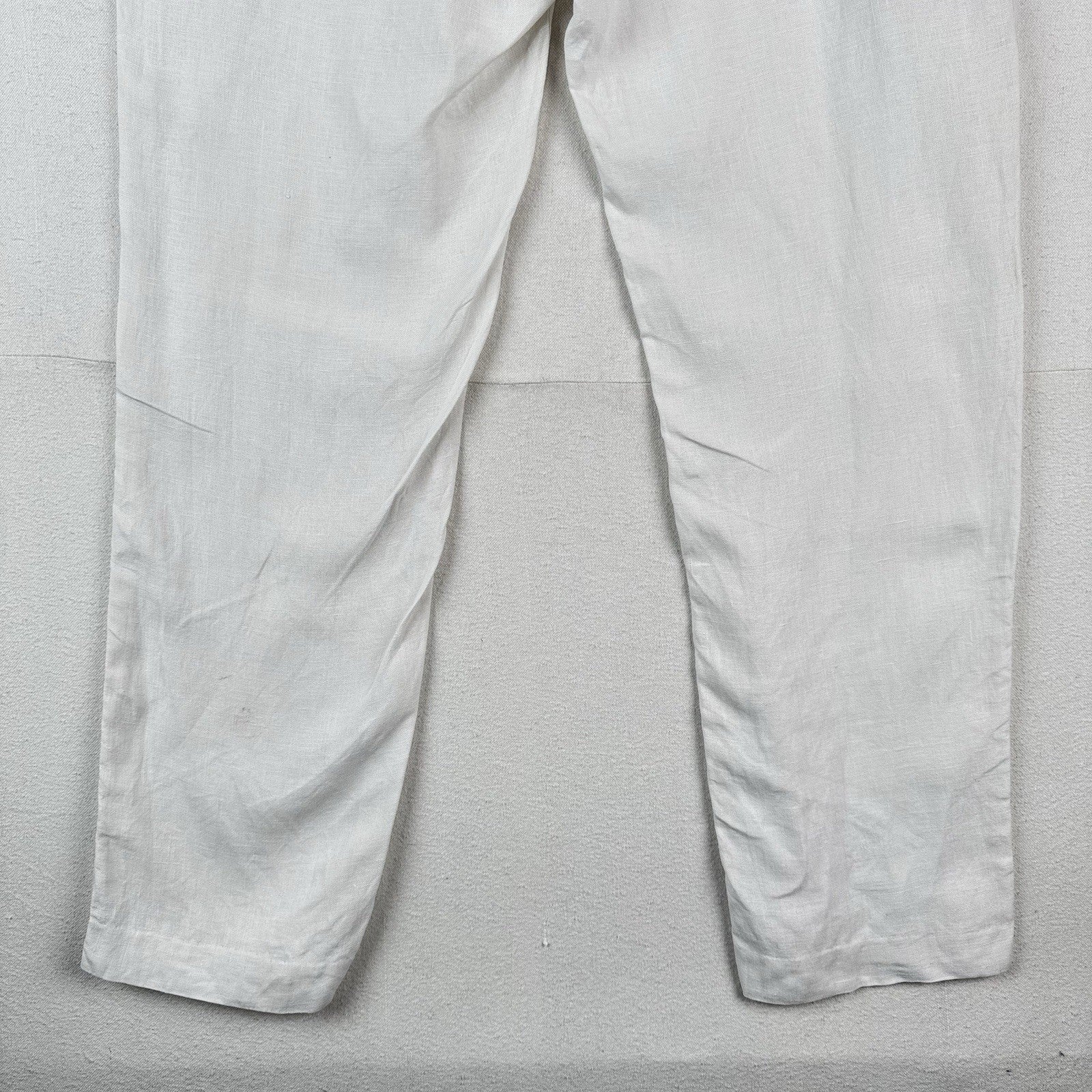 90’s Vtg Polo Ralph Lauren Mens 40x34 (38x32) Bone White Linen Pants Flat Front