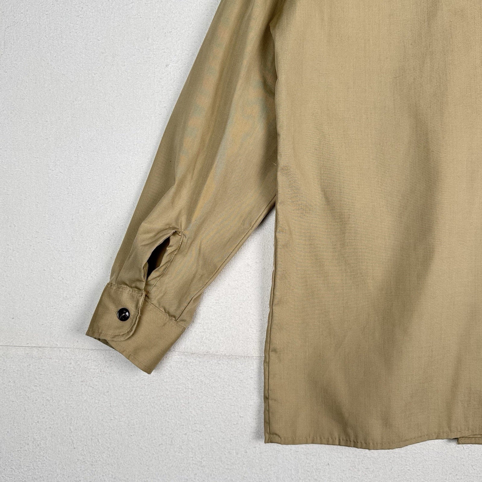 Vtg BSA Boy Scouts Uniform Shirt Men M Tan Long Sleeve Patches Made USA Buckeye
