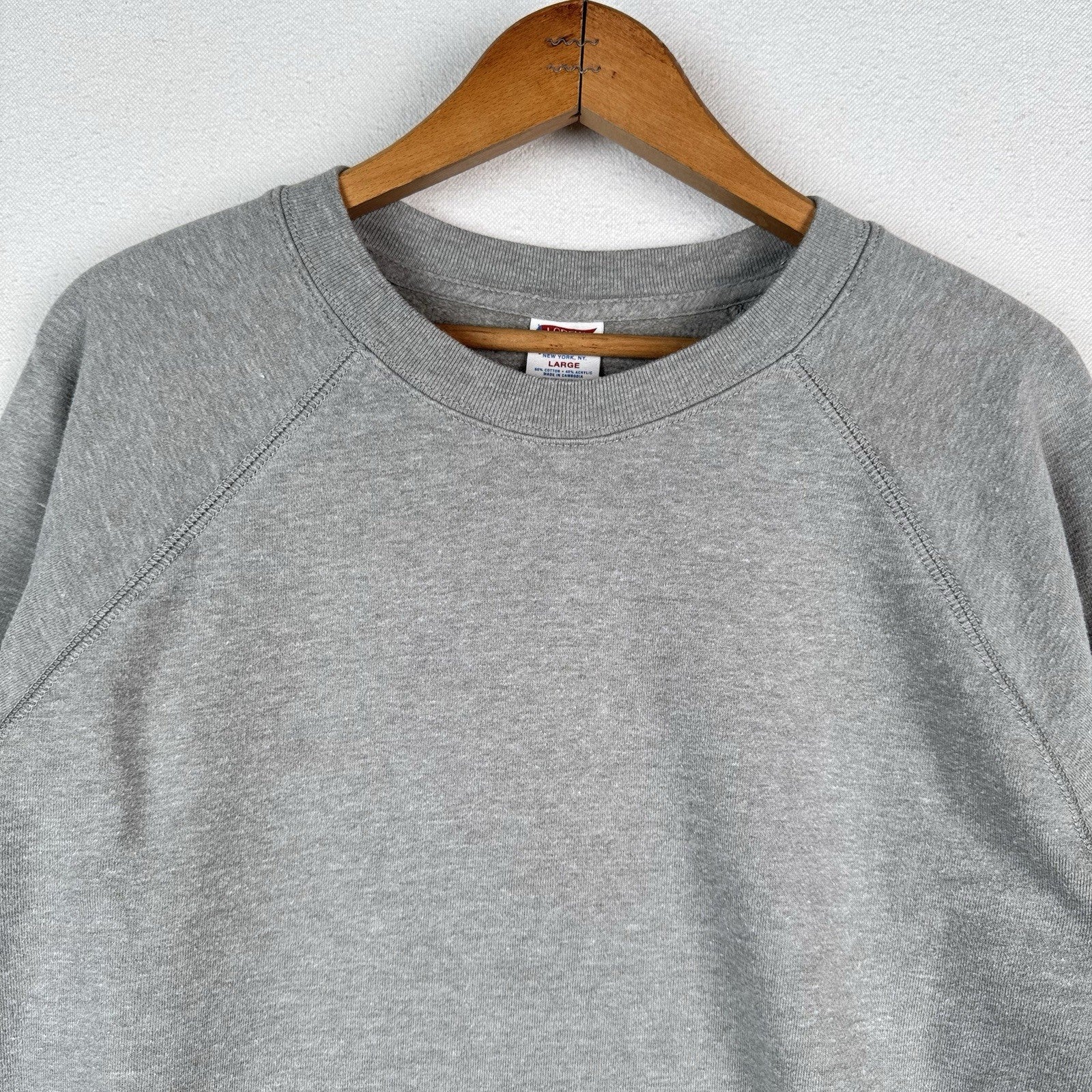 J Crew Sportswear Sweatshirt Mens Large Gray Raglan Crewneck Kangaroo Pouch