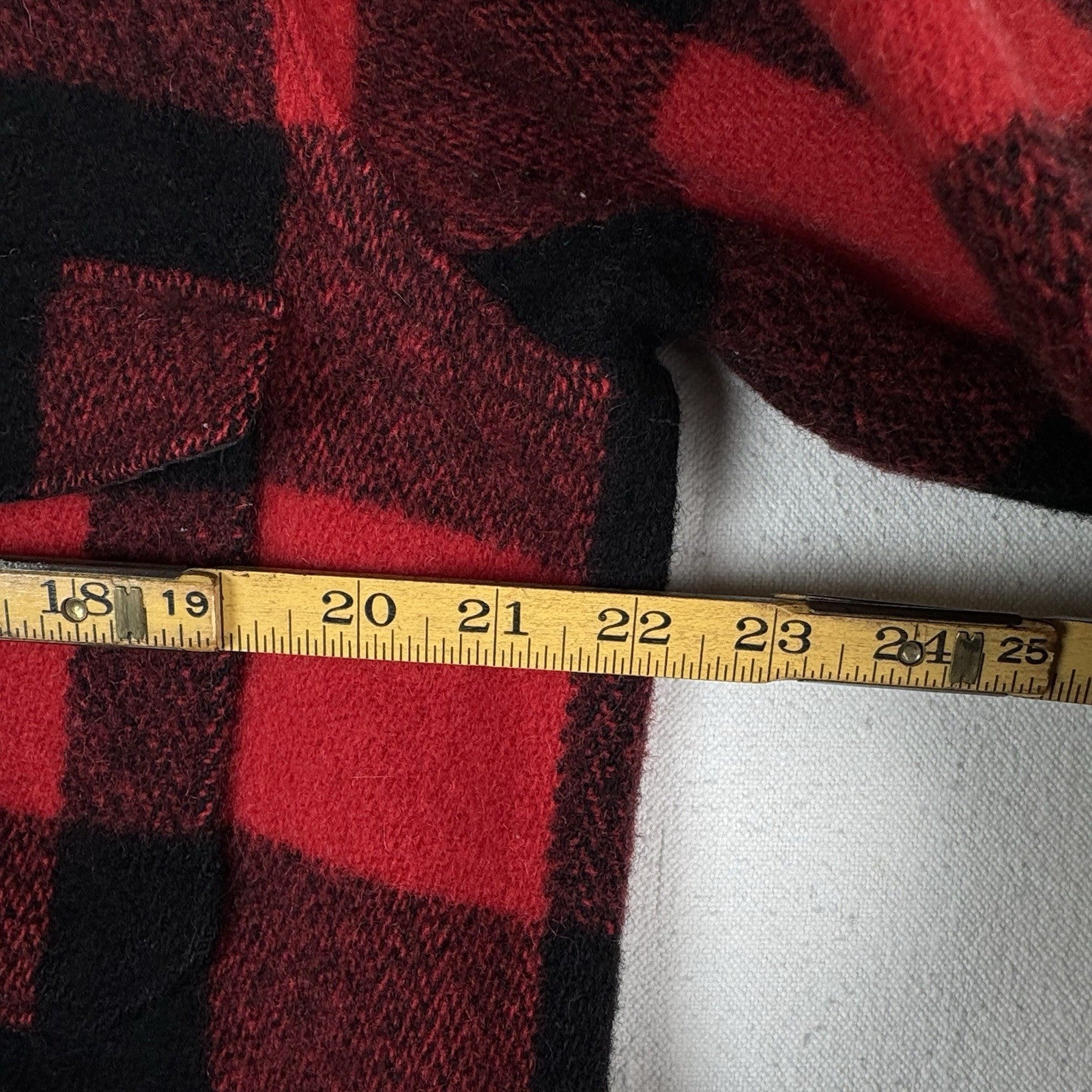 60s Vtg LL Bean Red Buffalo Plaid Mens L Wool Hunting Shirt Flannel Overshirt