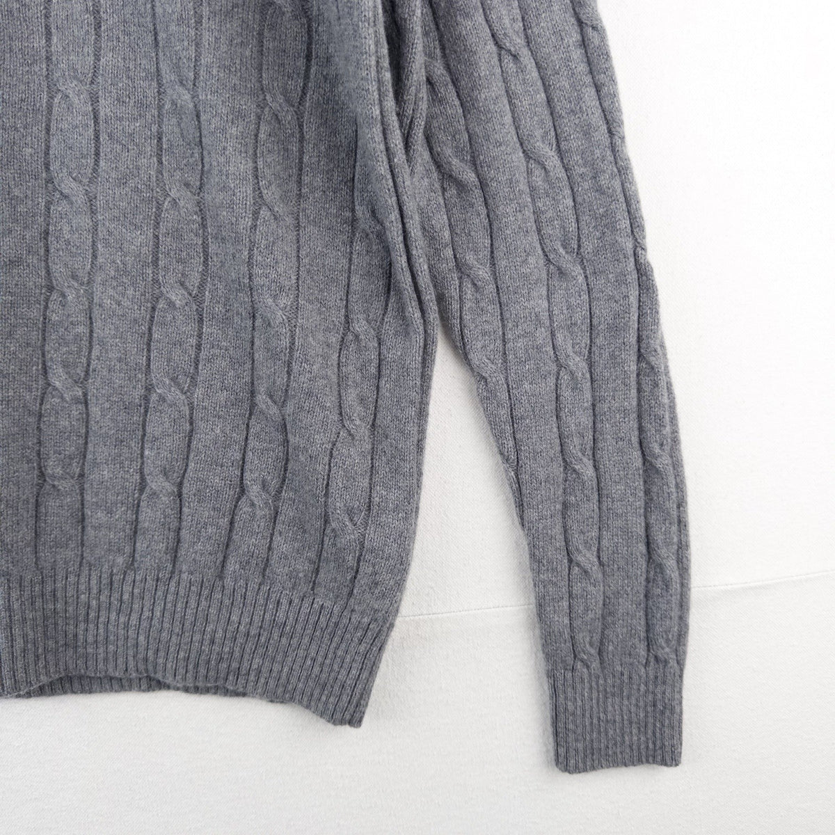 Brooks Brothers Gray 100% Italian Lambswool Cable Knit Sweater Men’s XL