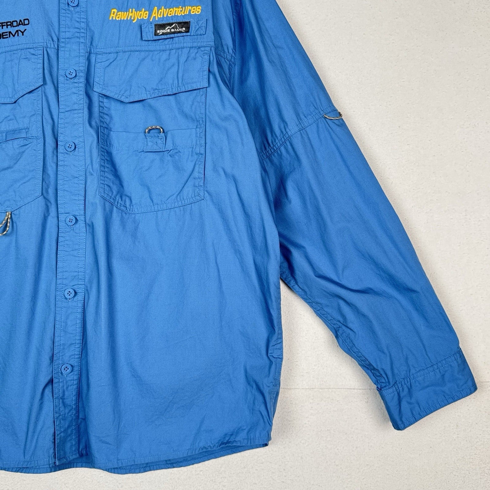 Vintage BMW Offroad Academy X Eddie Bauer Men’s L Blue Race Safari Shirt