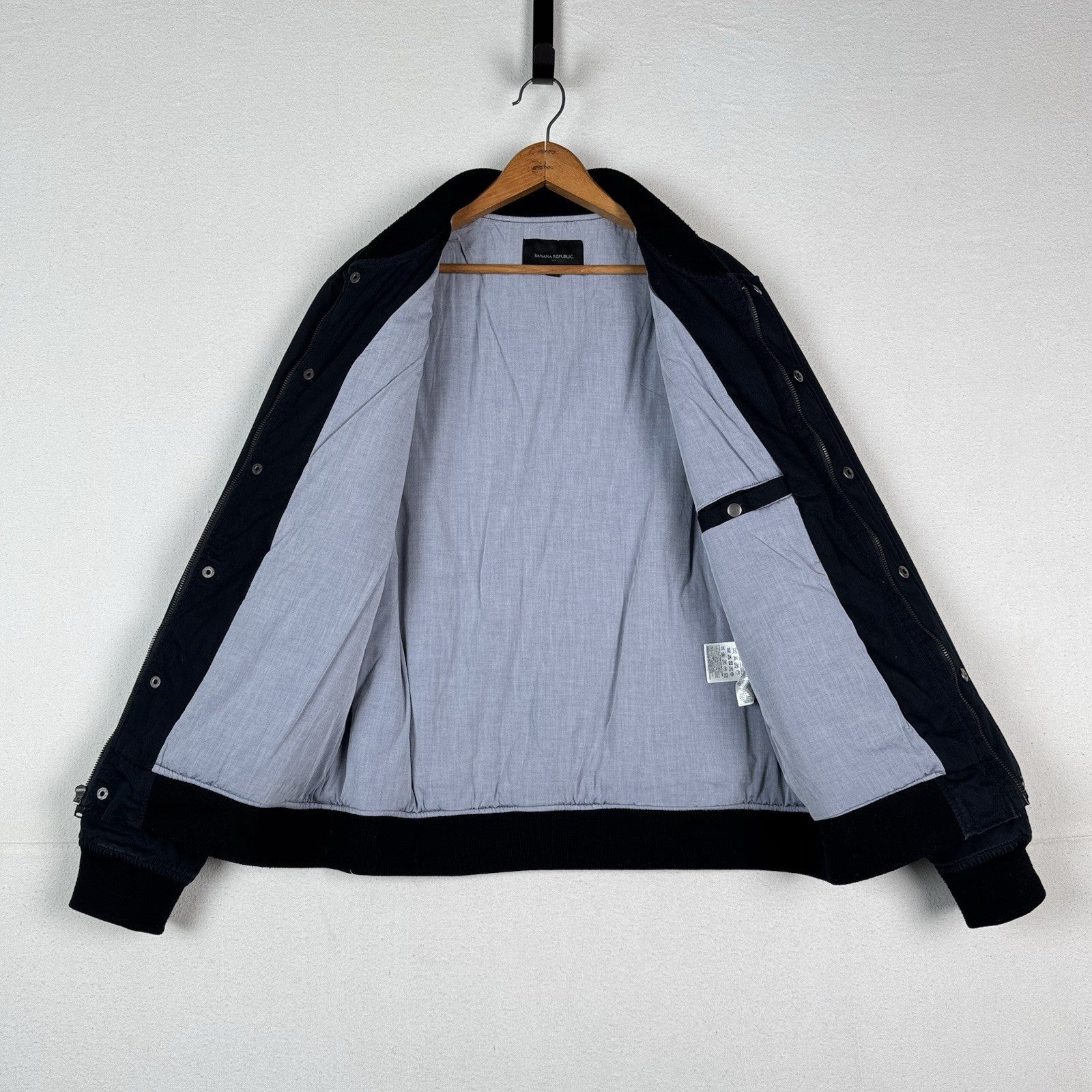 Banana Republic Men's Large Batted Navy Heavyweight Zip Up Bomber Jacket