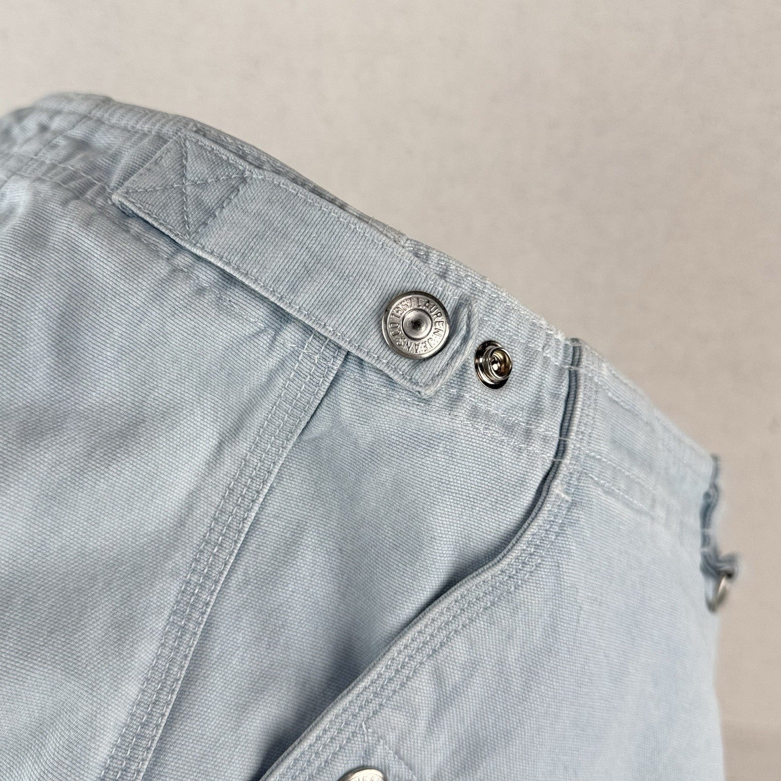 Vtg Lauren Ralph Lauren Chambray Blue Utility Cargo Shorts Womens 14 Cotton 6.5”