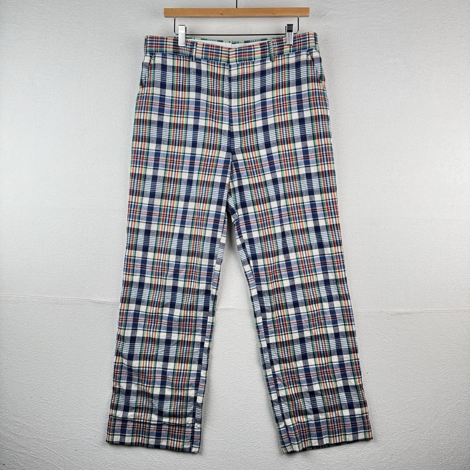 80’s Vintage Brooks Brothers Madras Plaid Chino Pants Men’s 32x28 Made In USA