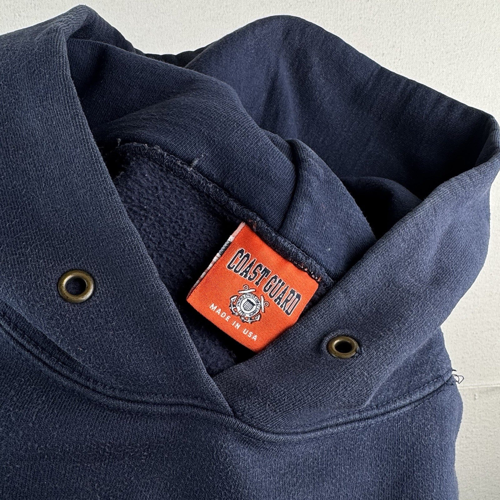 90s Vtg Coast Guard Reverse Weave Hoodie Sweatshirt Cotton Exchange Made USA - M