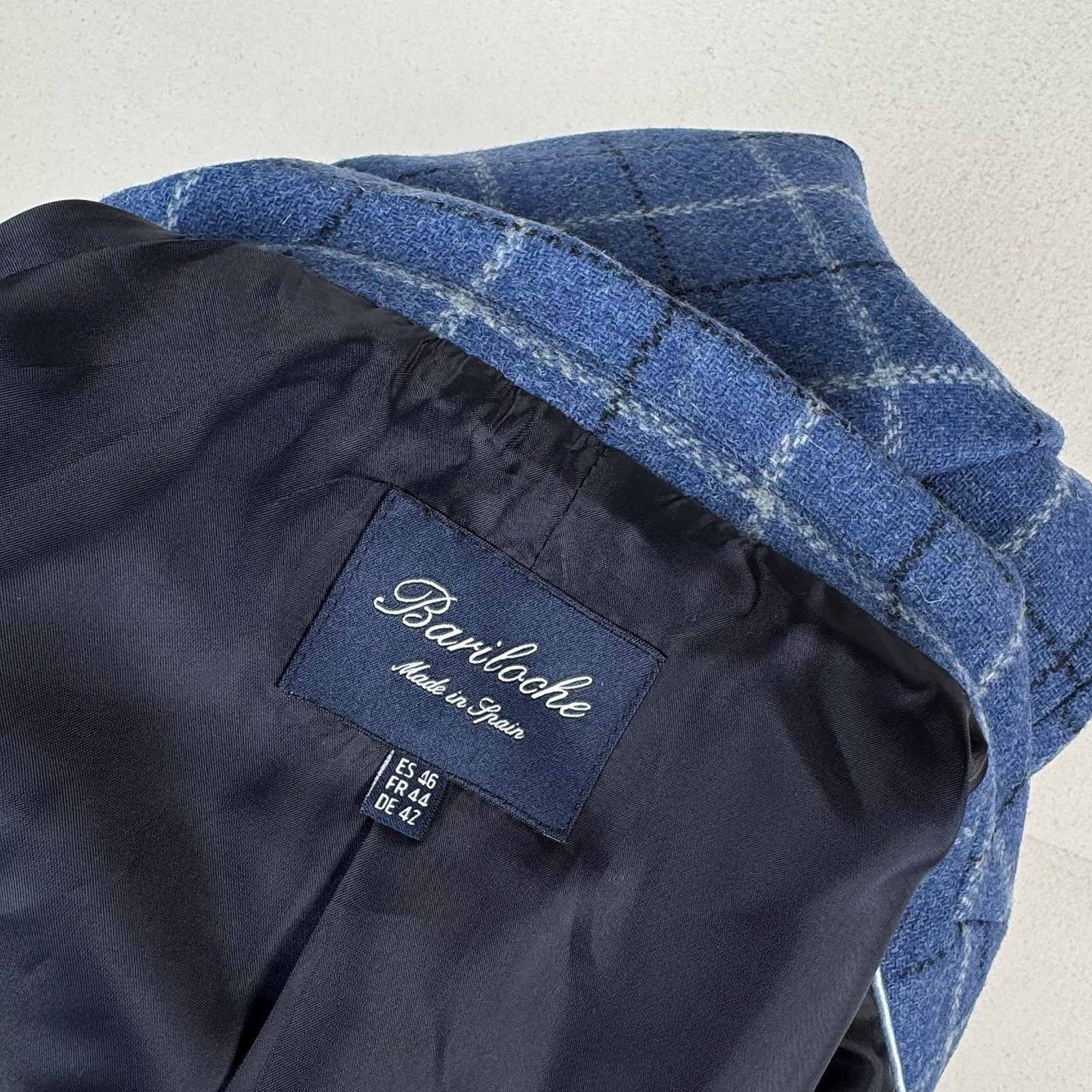 Tinta & Bariloche Andes Women’s L (42) Double Breasted Wool Blue Plaid Blazer