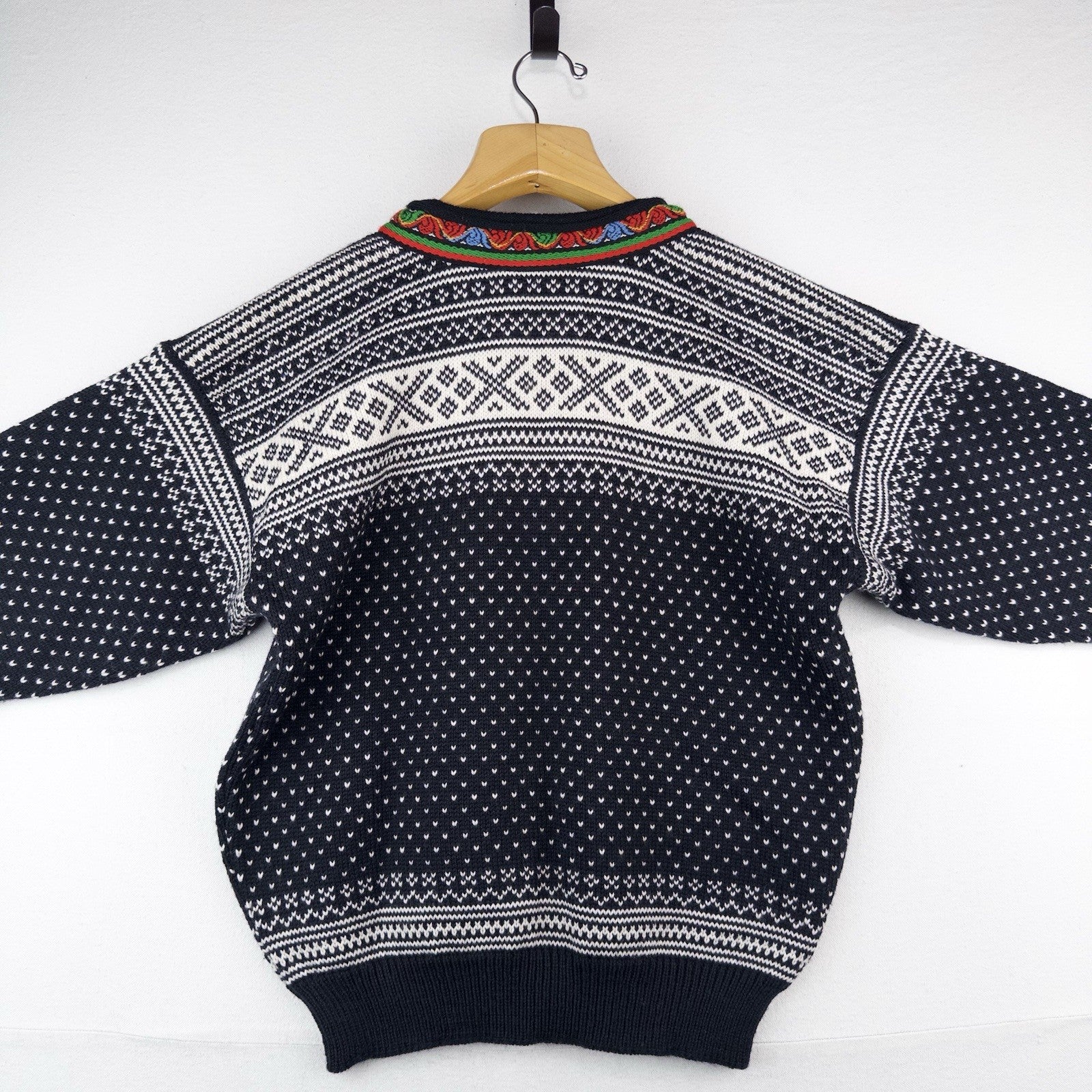 80’s Vtg Dale of Norway Pullover Sweater Men’s Large Fair Isle Wool Knit Black