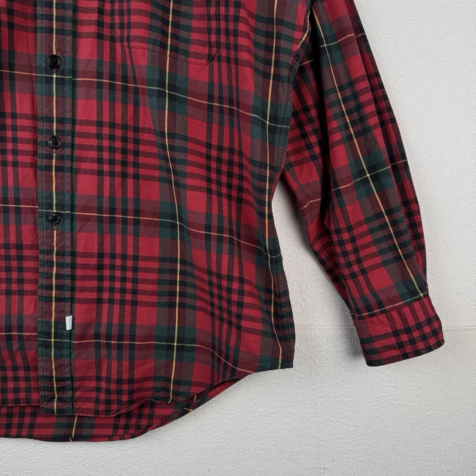 90’s Vtg Polo Ralph Lauren Tartan Plaid Wool Blend Flannel Shirt Men's M Red