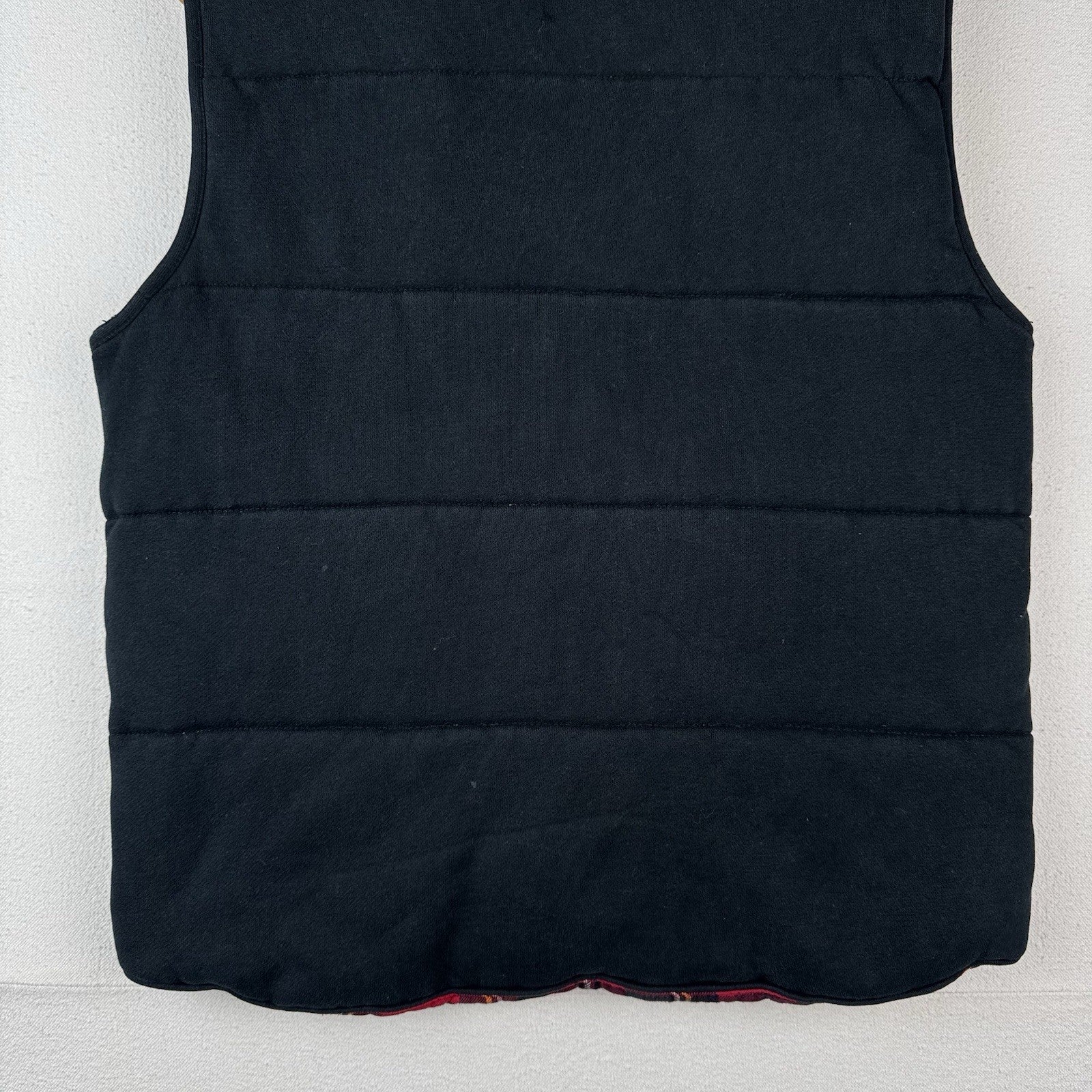 Vtg Polo Ralph Lauren Men M Black Quilted Puffer Vest Flannel Lining *Distressed