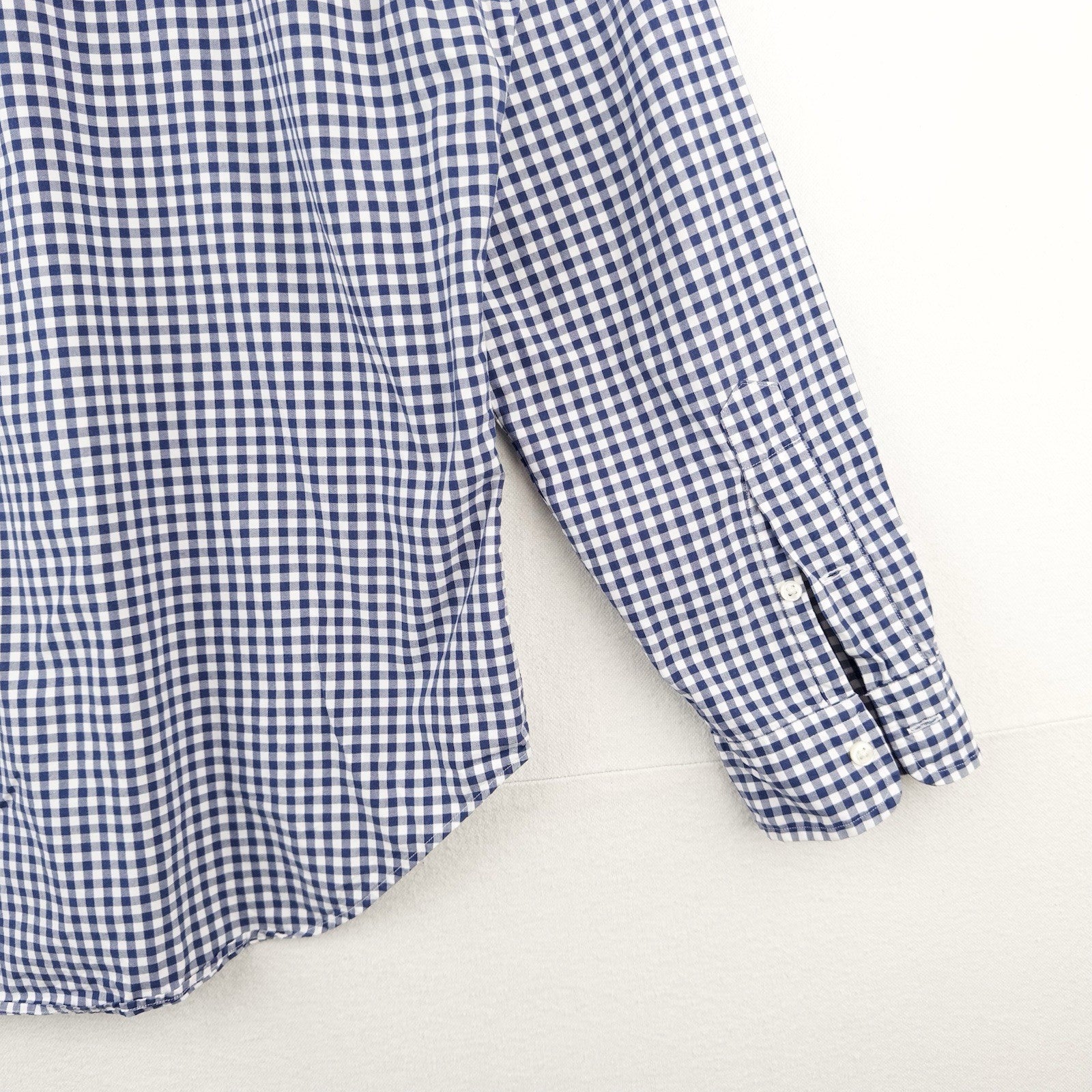 90’s Vintage Ralph Lauren Men's M Blue Gingham Check Button Down Shirt