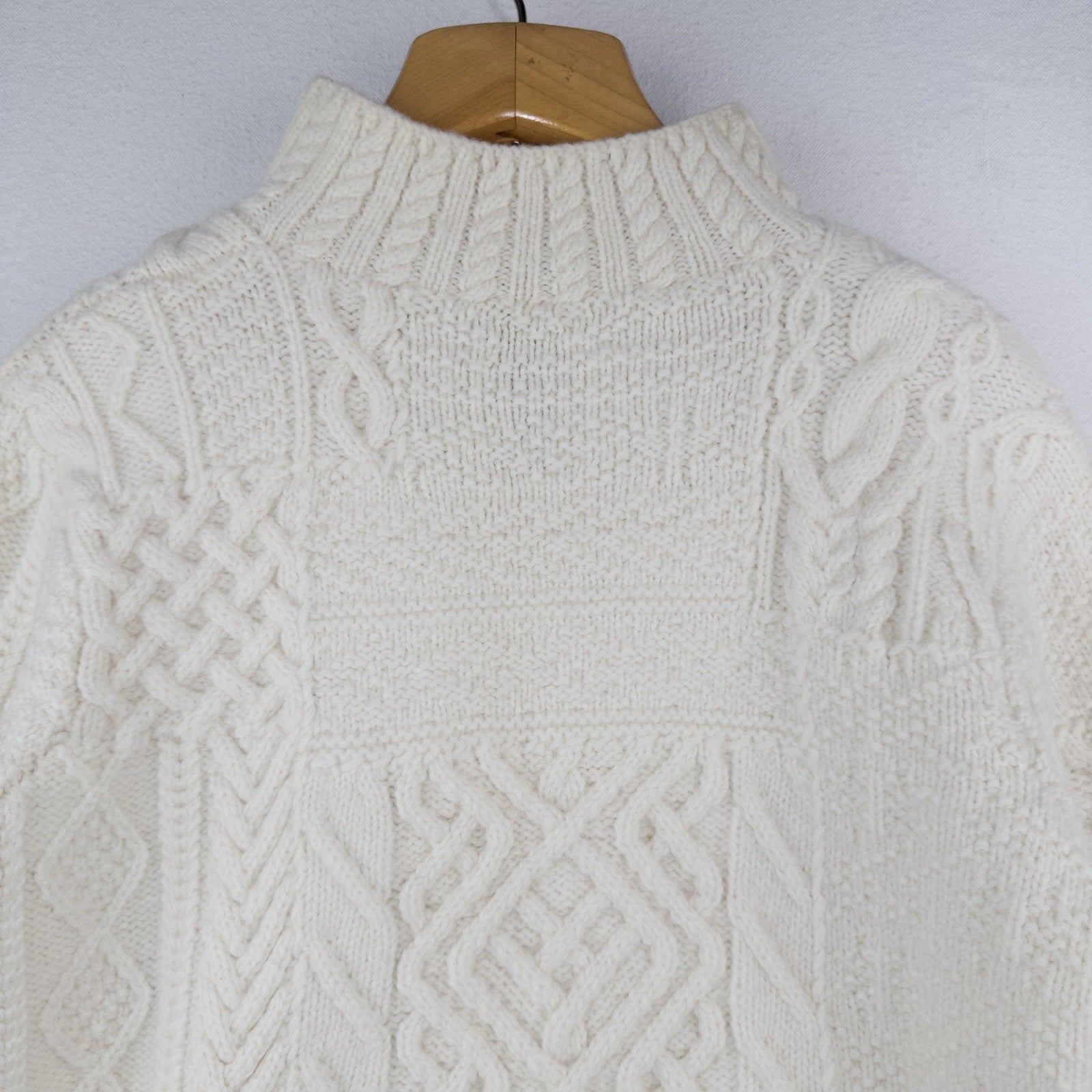 90’s Vtg Ralph Lauren Handknit Aran Patchwork Sweater Women’s M Cream *Read