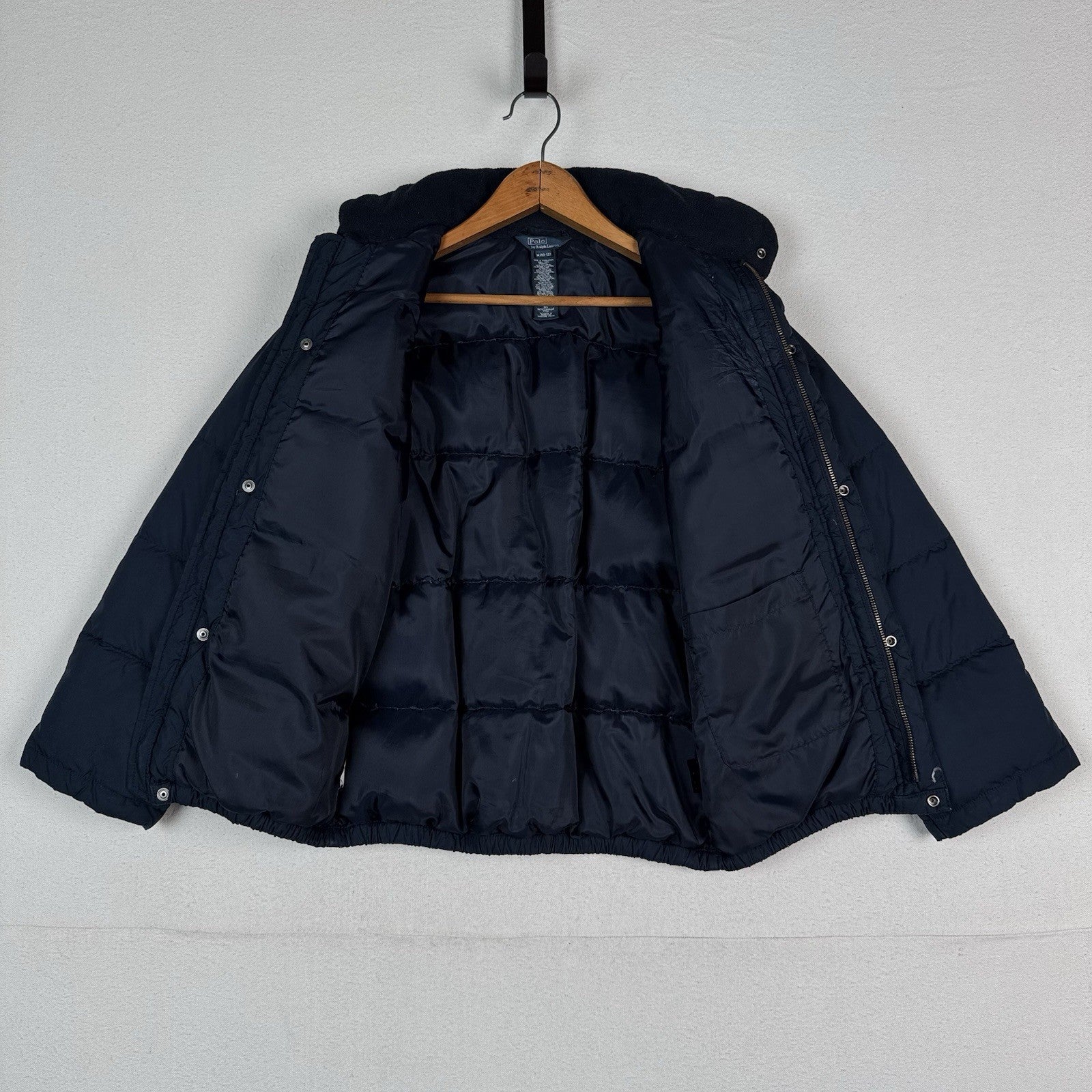 Vintage Polo Ralph Lauren Kid's Navy Blue Down Puffer Jacket Sz M 10-12 *Read