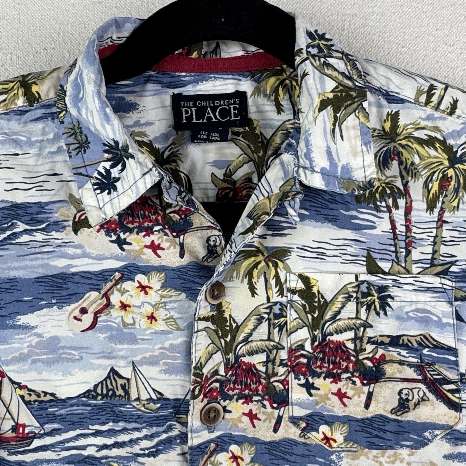 Childrens Place Boys Short Sleeve Collared Hawaiian Shirt Size 24mos