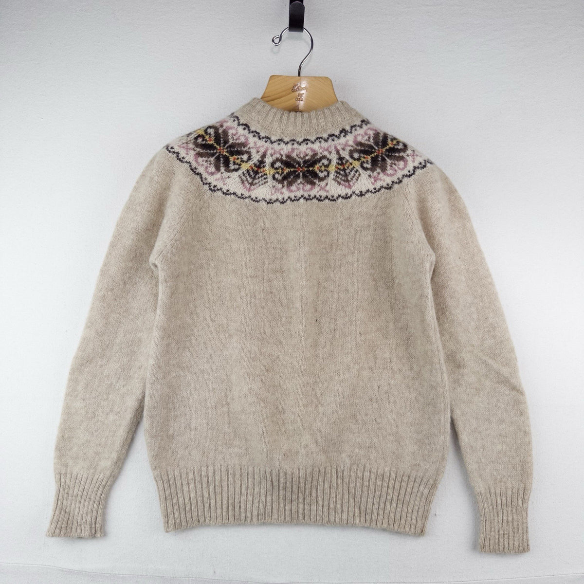 70’s Vtg Isles Knit Shetland Wool Sweater Women’s L Fair Isle Made In Scotland