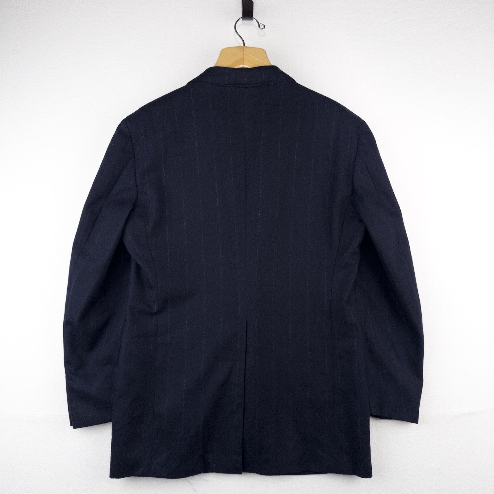 80’s Vtg Polo Ralph Lauren Dark Blue Navy Pinstripe Flannel Blazer Jacket 40 USA