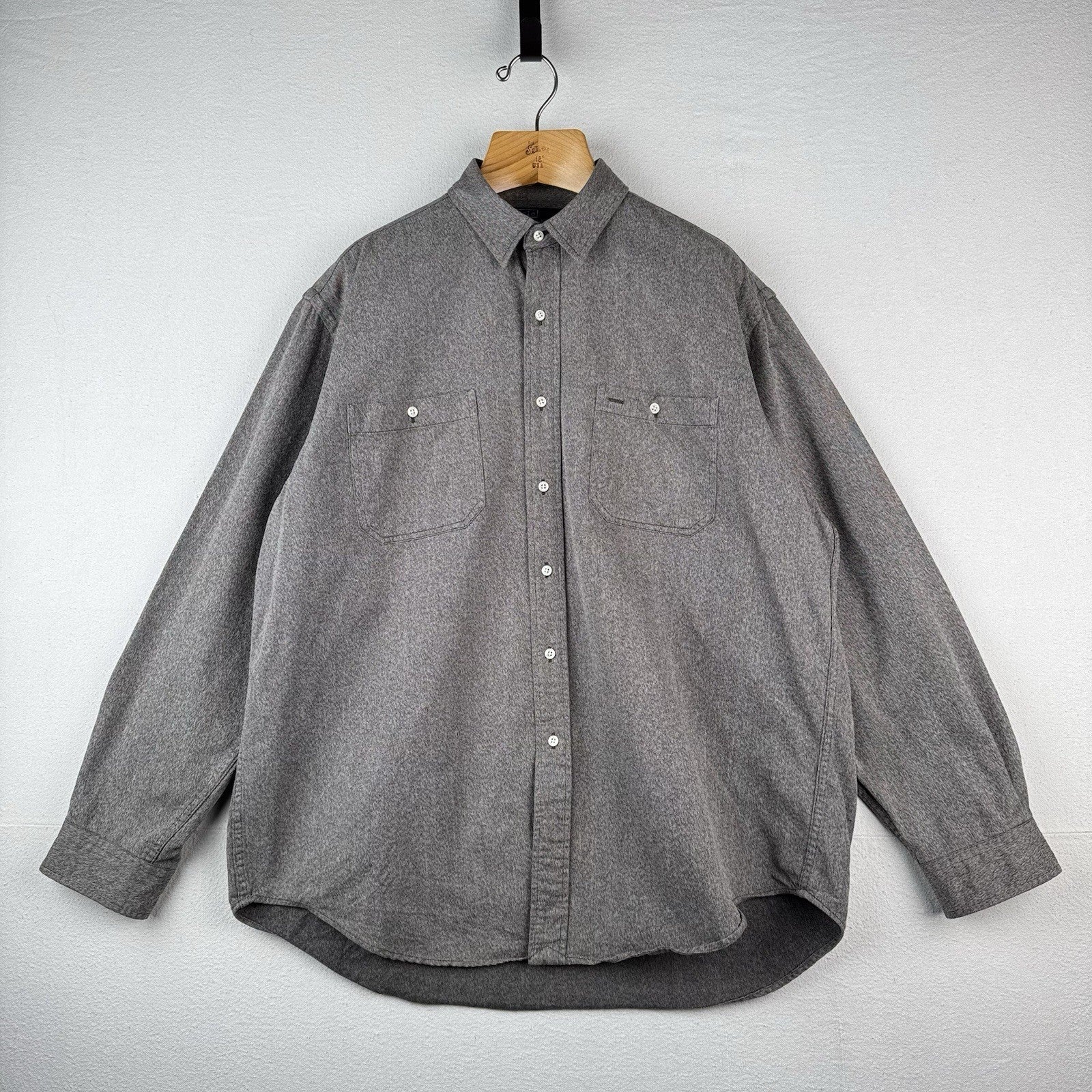 90’s Vintage Polo Ralph Lauren Men’s XL Cotton Workshirt Grey Brown