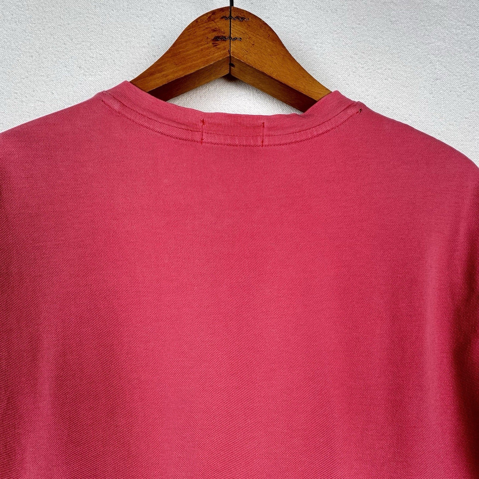 Polo Ralph Lauren Shirt Men Medium Salmon Pink Button Featherweight Mesh Henley