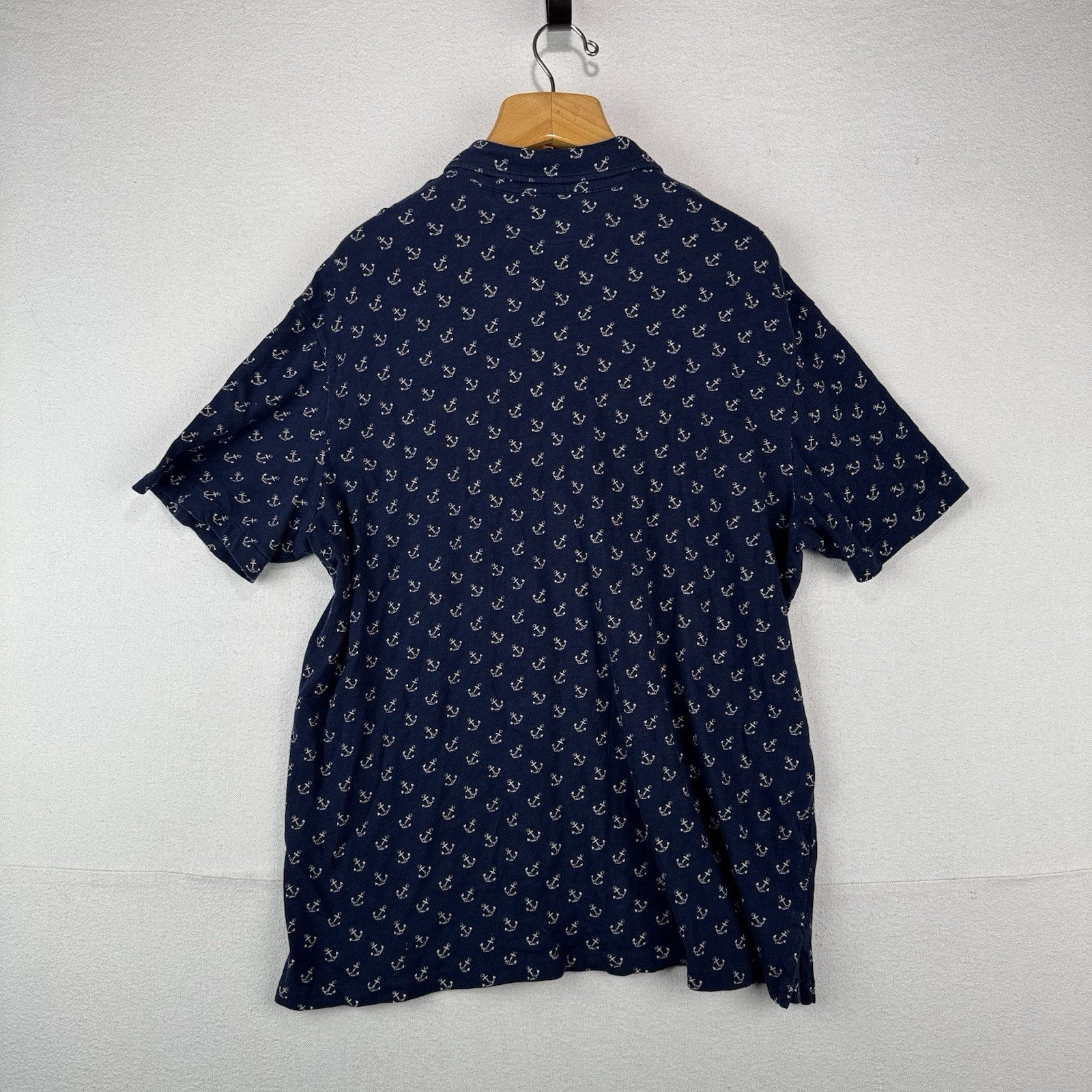 90’s Vtg Polo Ralph Lauren Men's 2XL Blue Anchor Nautical Short Sleeve Shirt