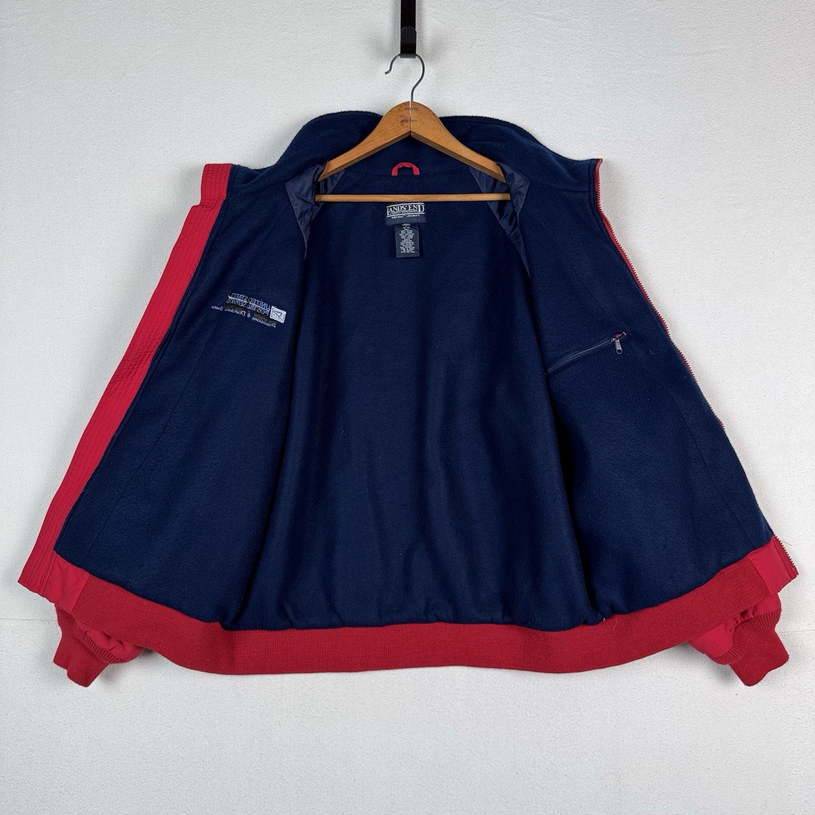 Lands End Squall Jacket United States Postal Service USPS Red Mens Size Large