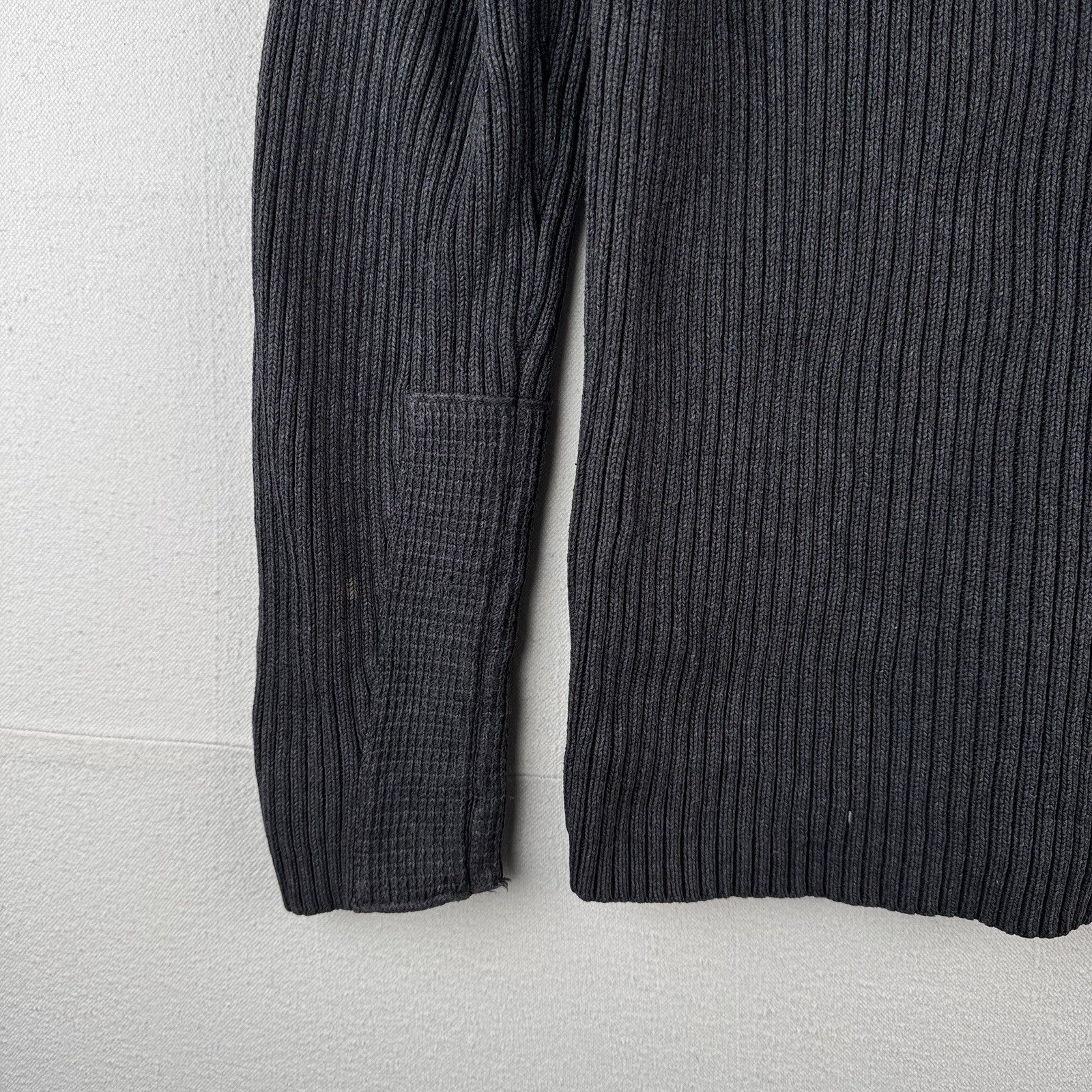 Vtg Polo Jeans Co Ralph Lauren Men’s L Military 1/4 Zip Ribbed Knit Sweater Gray