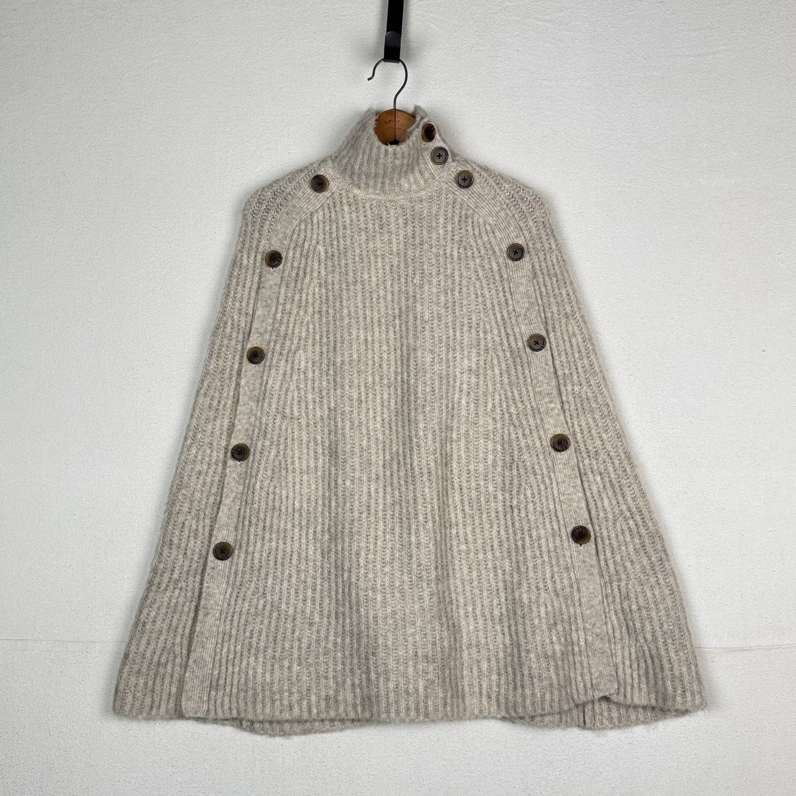 J. Crew Minimalist Wool Blend Convertible Chunky Knit Sweater Poncho Cape S/M