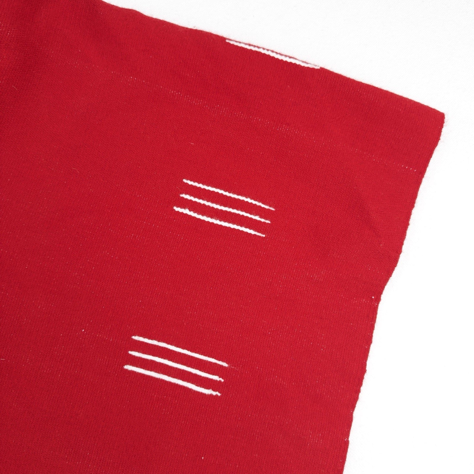 Vtg Mexican Handwoven Fringed Over The Head Poncho Wool Blend Boho Red White