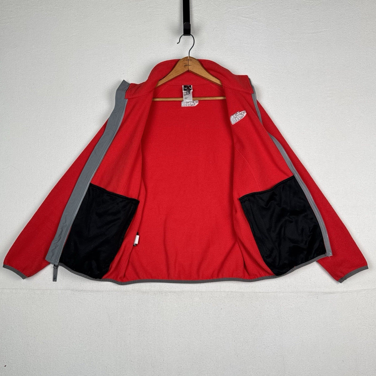 Vintage 90’s The North Face Mens Red Gray Polartec Fleece Jacket Zip Up Large 44