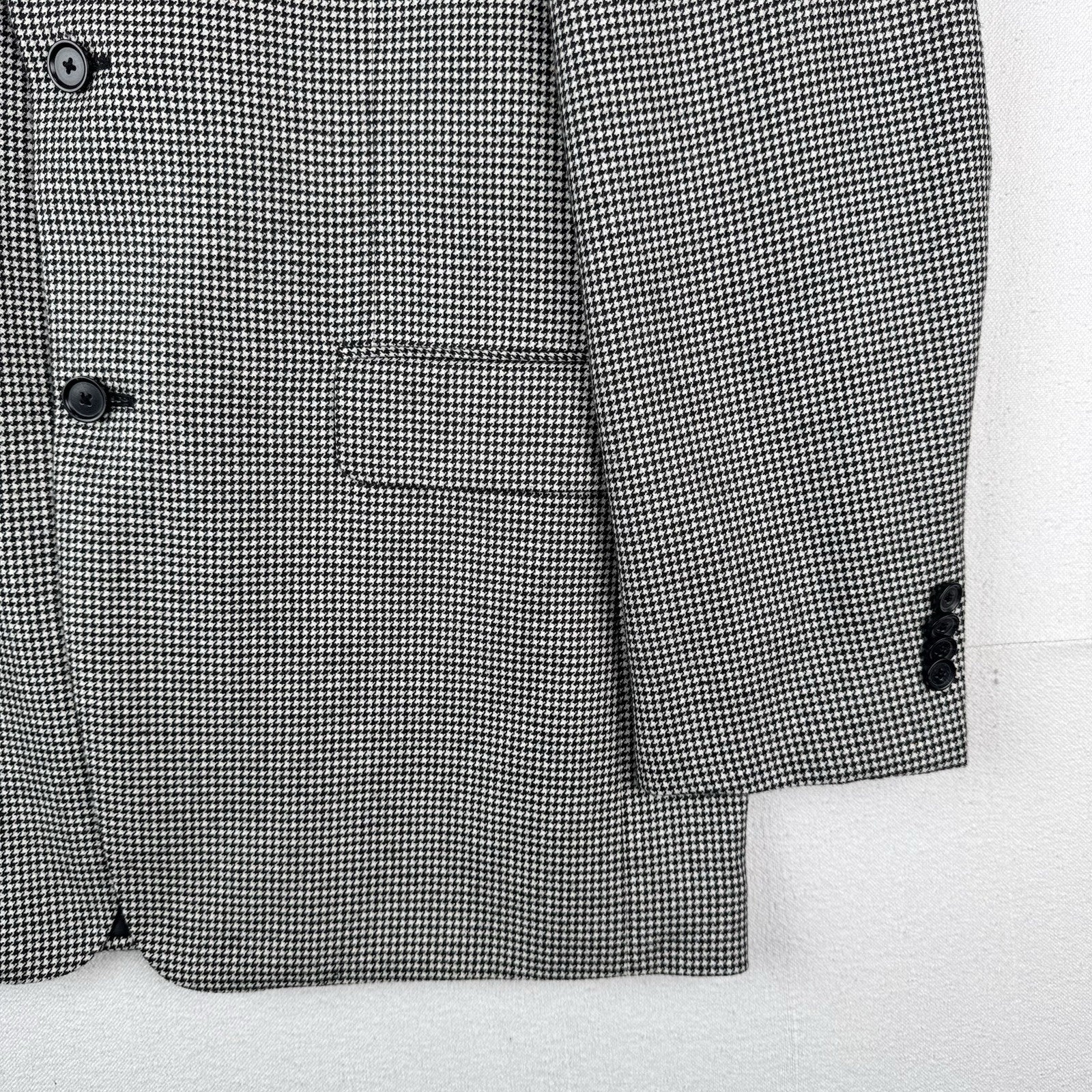 John W Nordstrom Men’s 42L Black White Houndstooth Loro Piana Cashmere