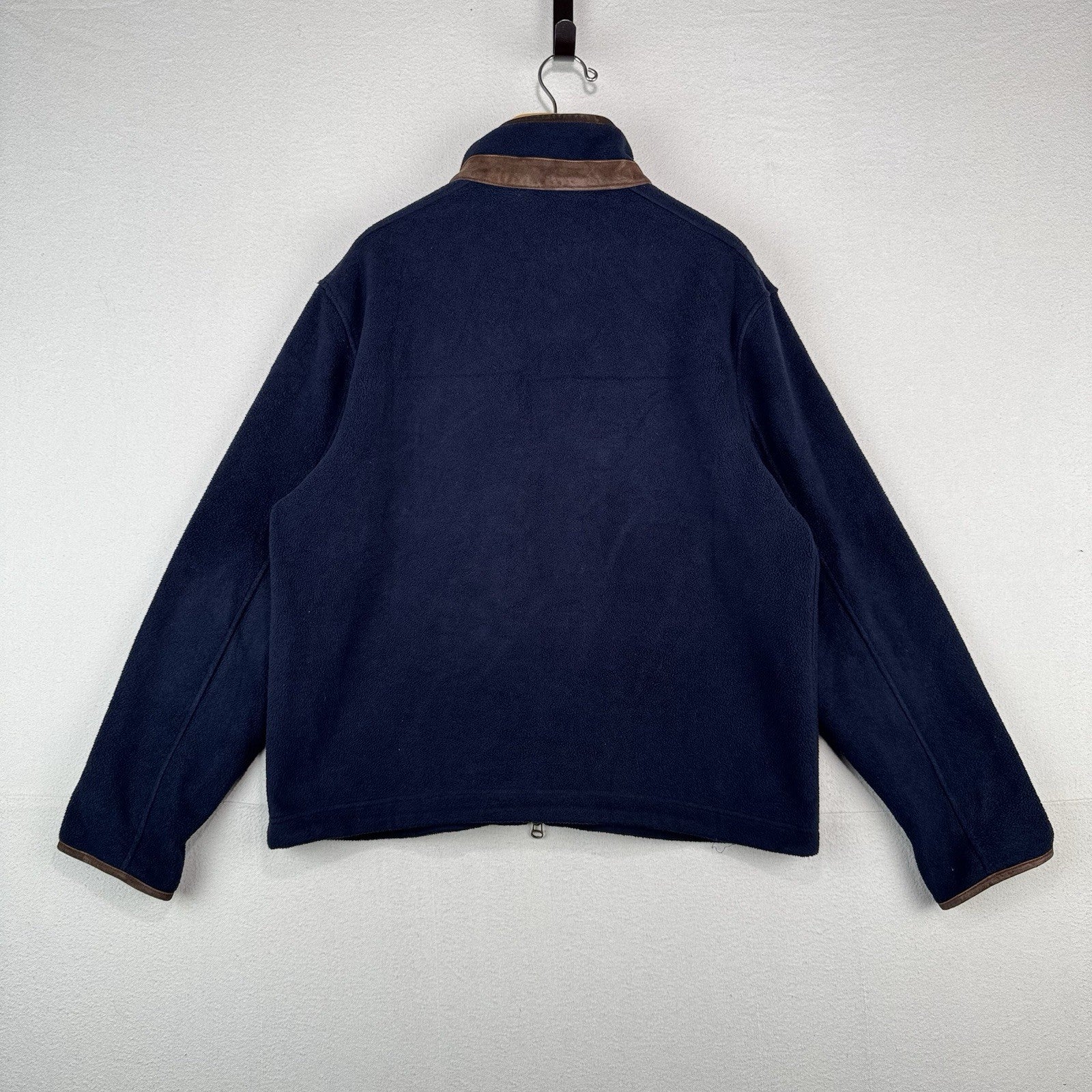 90s Vtg Polo Ralph Lauren XL Deep Pile Fleece Jackt Suede Trim Bomber Harrington