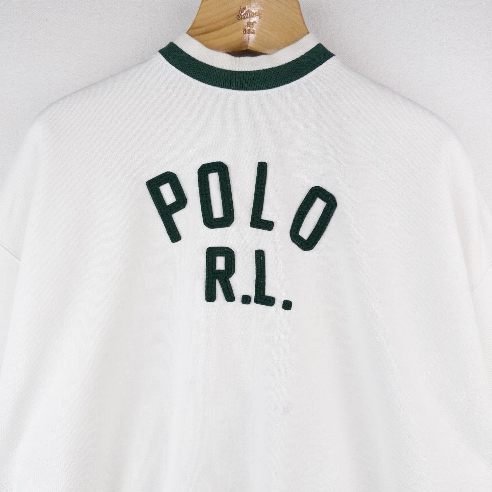 Polo Ralph Lauren Women’s XS Felt Logo Spell-out Fleece Sweatshirt White Green