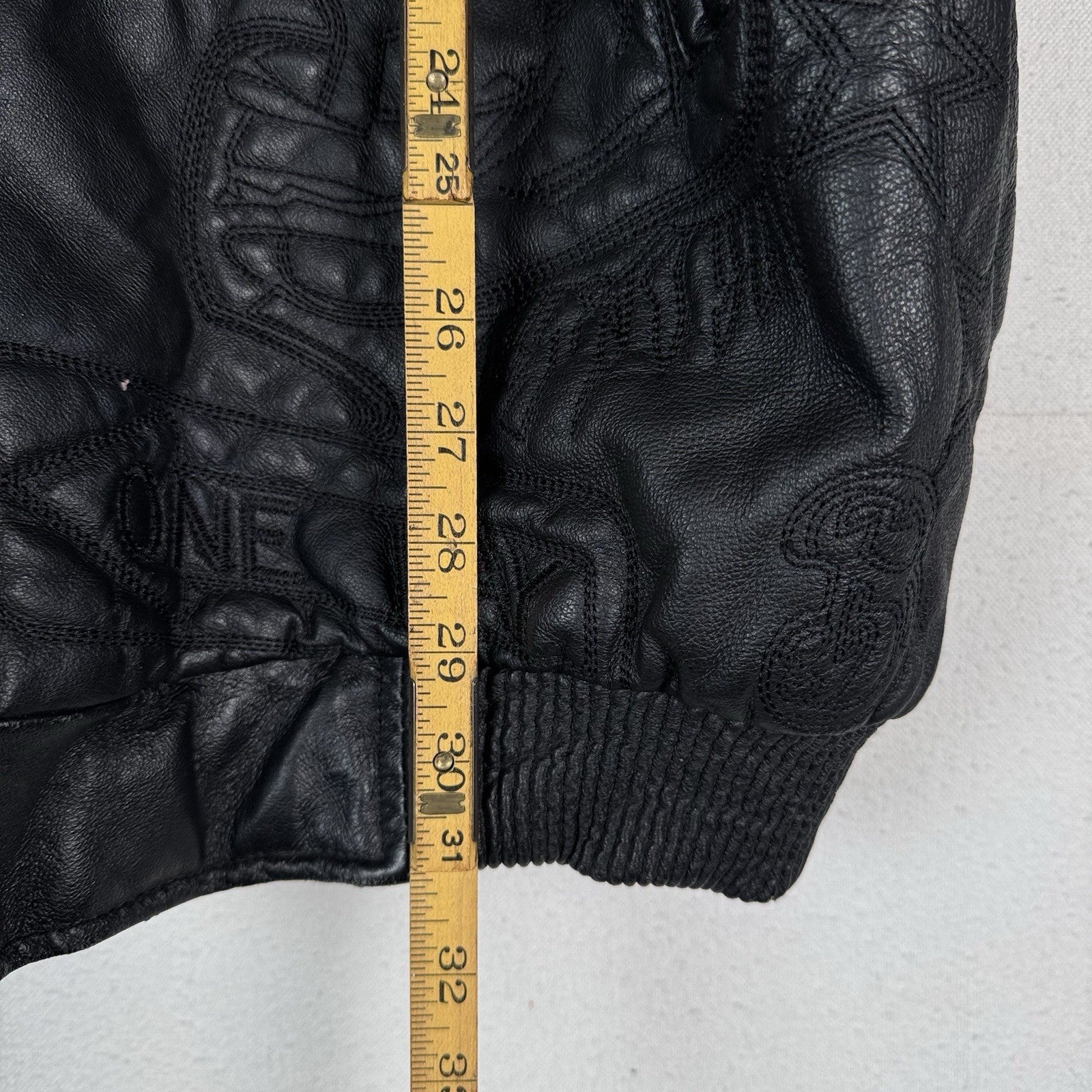 Vtg East Side Outerwear NYC Embroidered Leather Bomber Jacket Men’s  XL -Read*