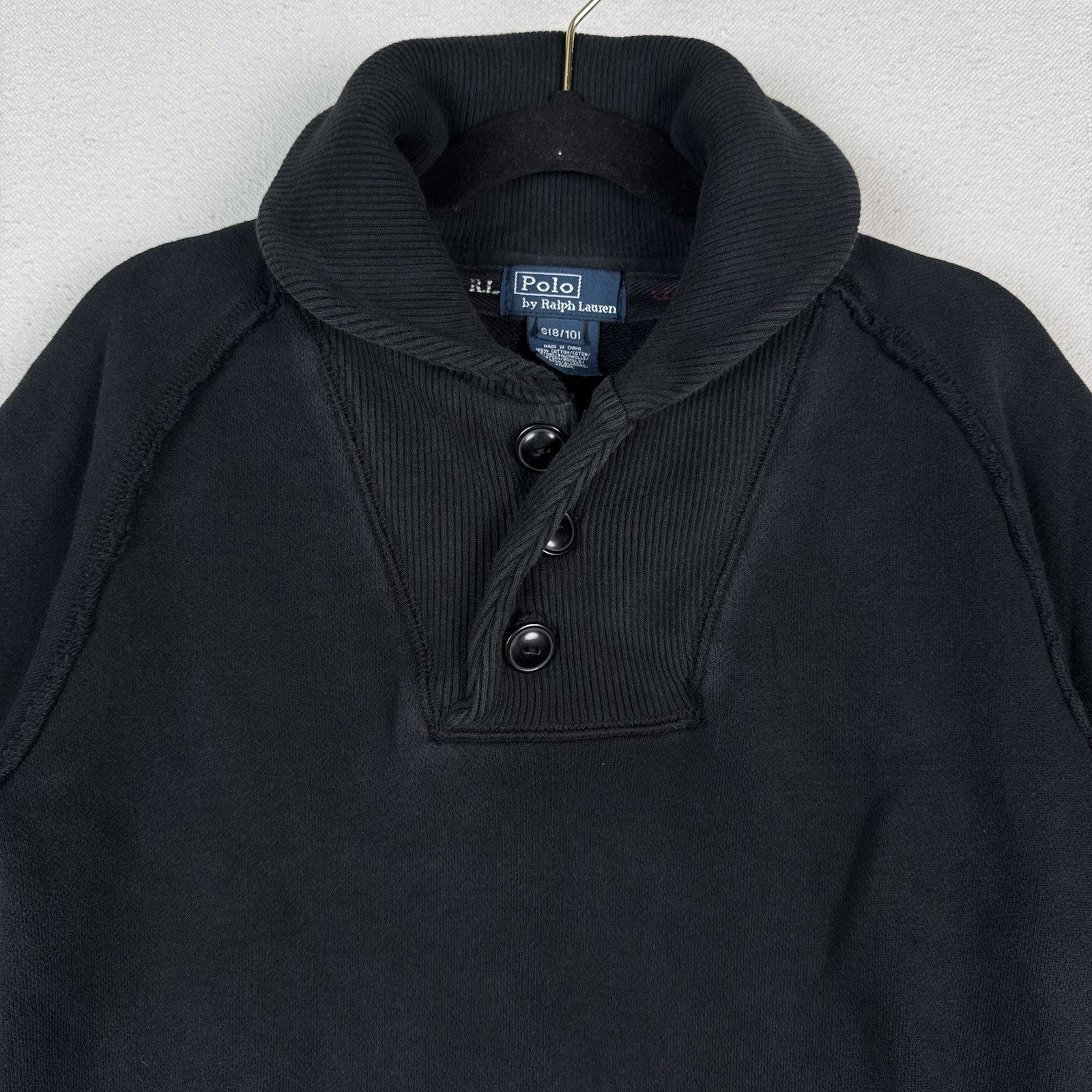 Vintage Polo Ralph Lauren Boys Shawl Collar Sweater Small 8-10 Black Classic