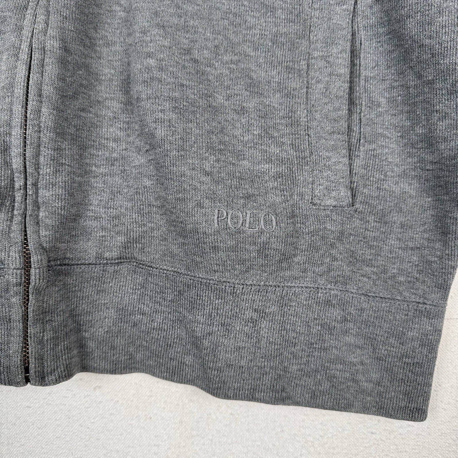 Vtg Polo Ralph Lauren Mens XL Gray Ribbed Cardigan Full Zip Sweater *Read