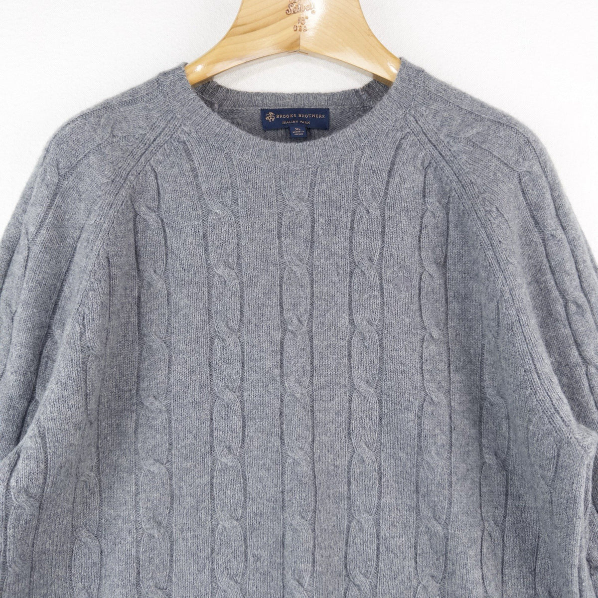 Brooks Brothers Gray 100% Italian Lambswool Cable Knit Sweater Men’s XL