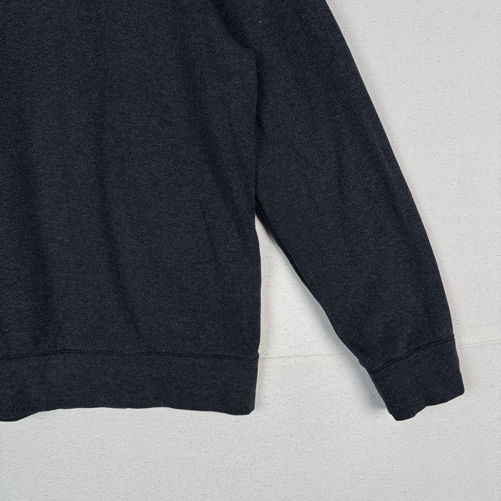 Polo Ralph Lauren 1/4 Zip Soft Sweater Mens L Black Herringbone Cotton Blend