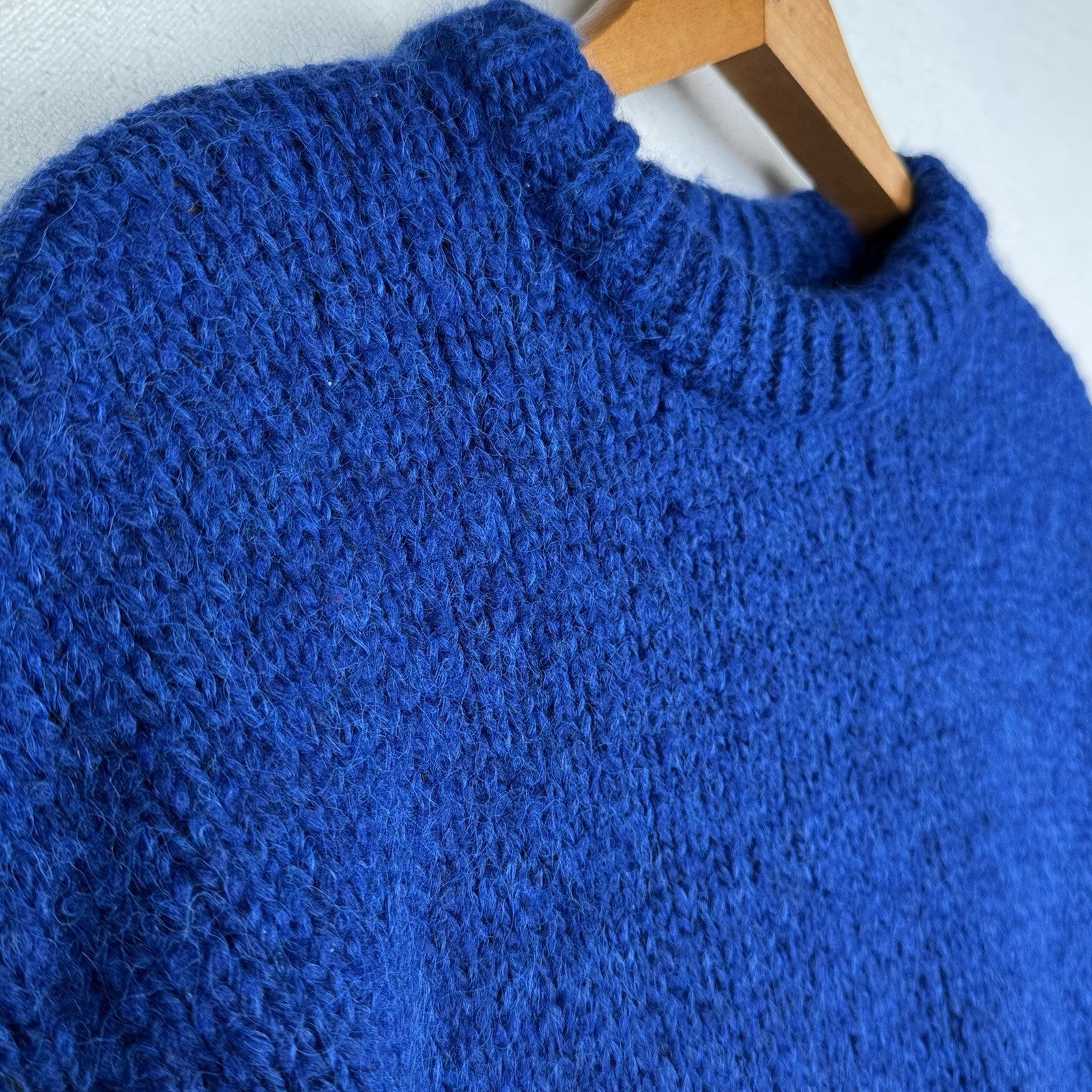 Zara Knit Pullover Sweater Wool Blend Blue Large Cozy Boxy