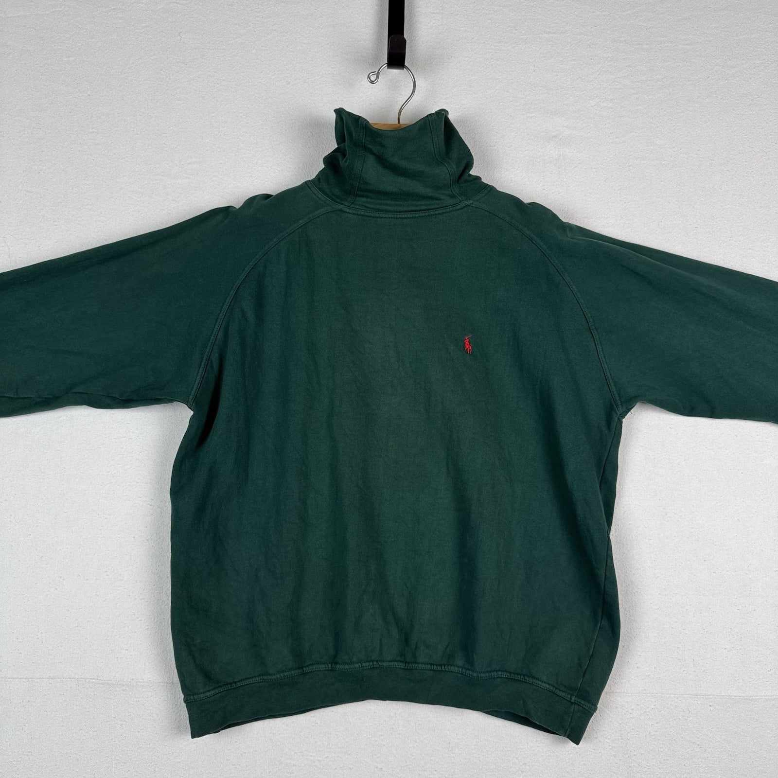Vintage 80s Polo Ralph Lauren Men’s L Mock-neck Sweatshirt Green Made In USA