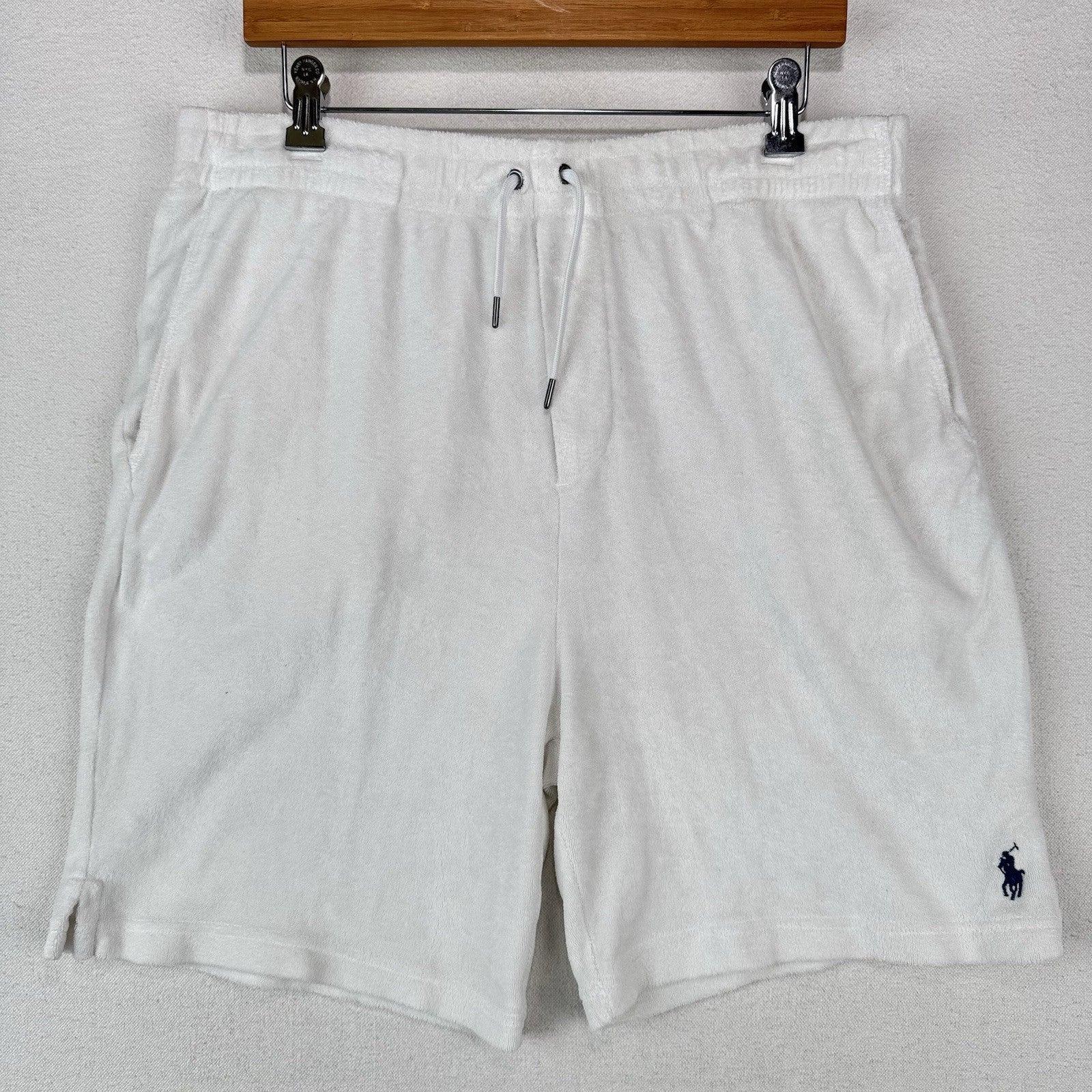 Polo Ralph Lauren Men’s L (34x6) White Terry Cloth Shorts Drawstring