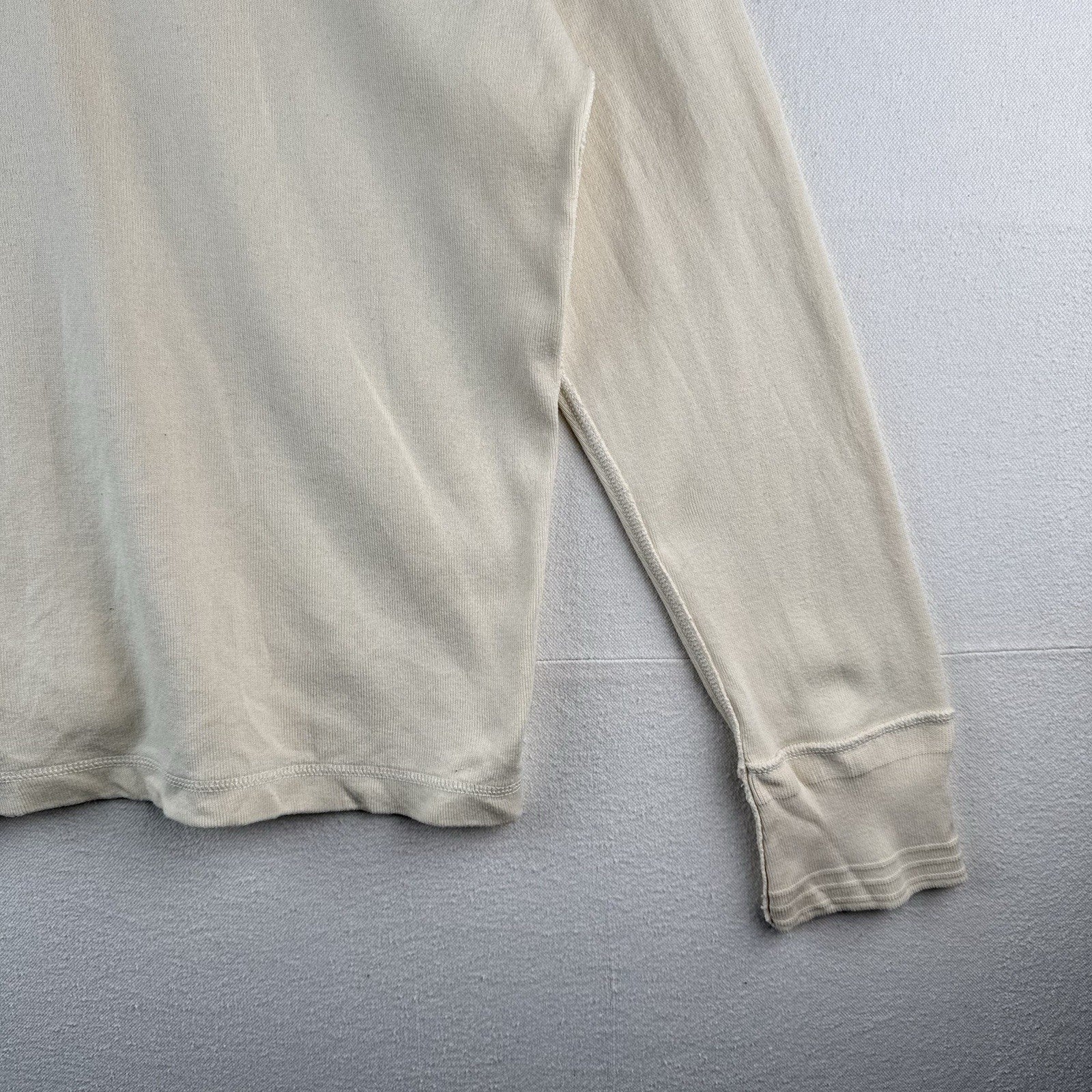 Vintage Polo Ralph Lauren Henley Shirt Mens 2XL Long Sleeve Cotton Beige
