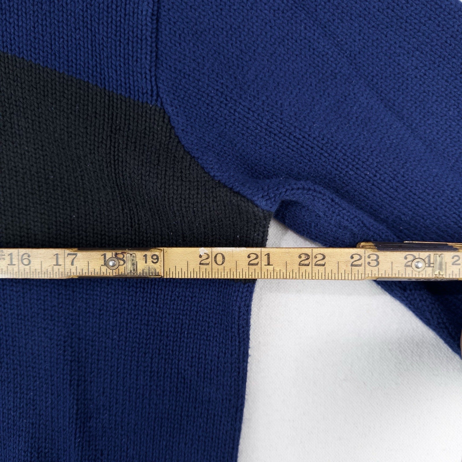 90’s Vtg Polo Ralph Lauren Turtleneck Cotton Sweater Men M Blue Black Stripe
