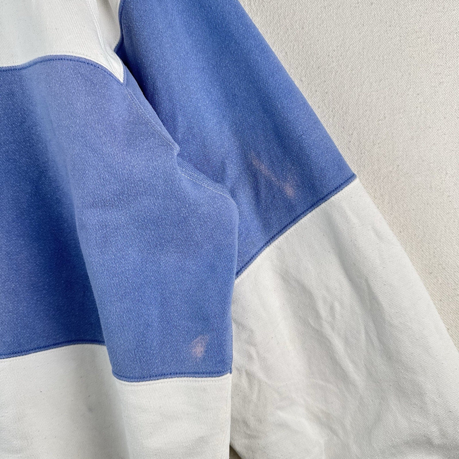 90’s Vtg Polo Ralph Lauren Men L Color Block Sweatshirt Blue White French Terry