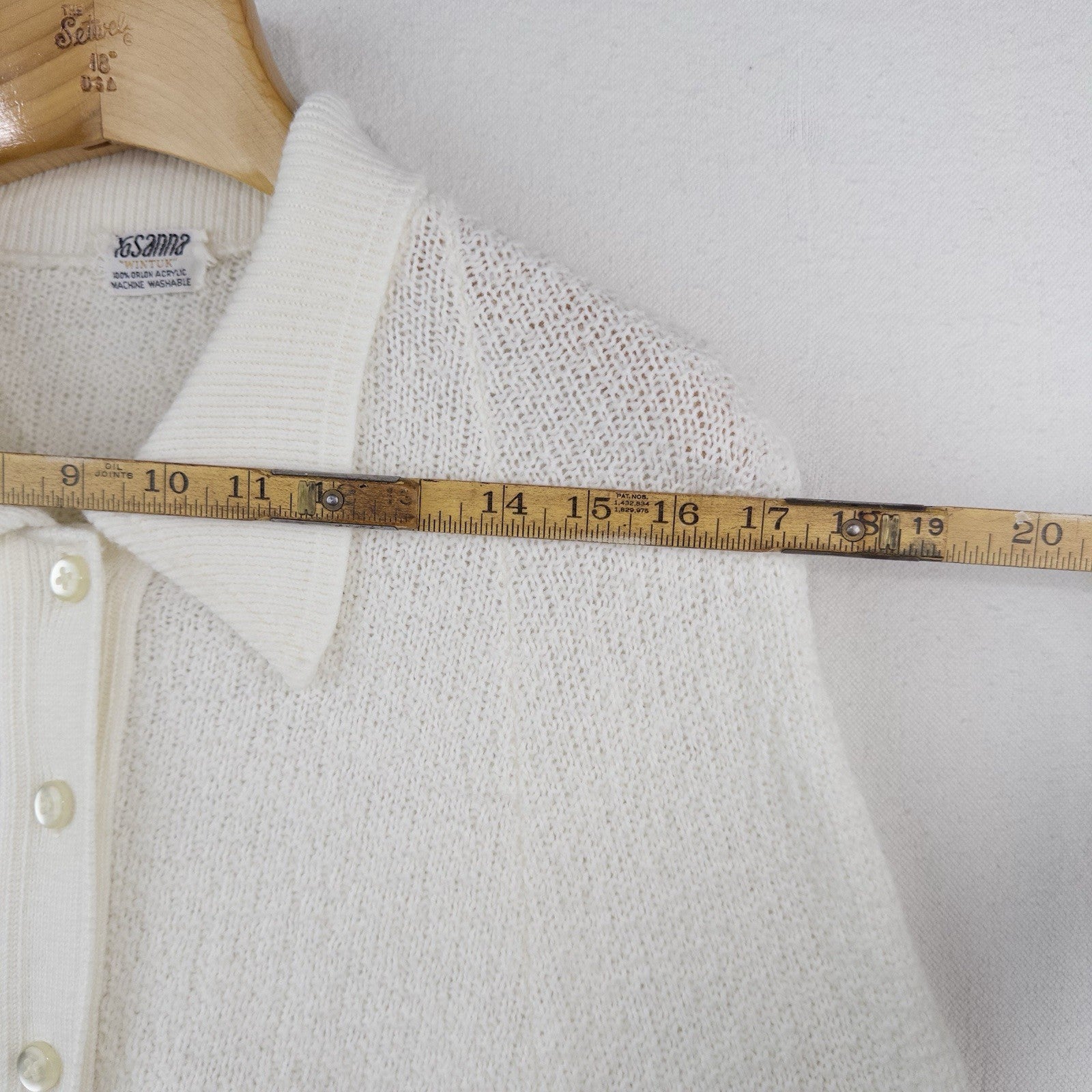 60’s Vtg Rosanna "Wintuk" Cream Knit Fringe Button Front Cape Sweater One Size