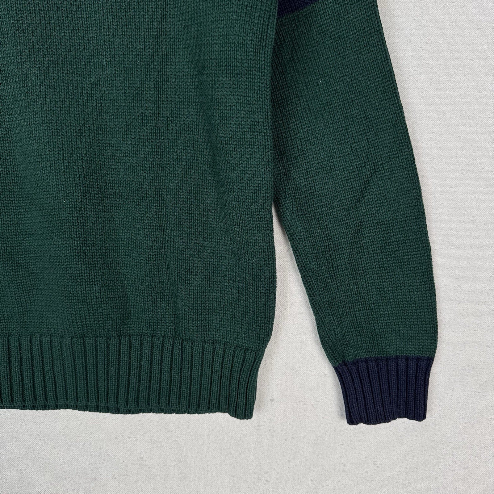 Polo Ralph Lauren Boys Large (14/16) Big Pony 1/4 Zip Sweater Green Navy Blue