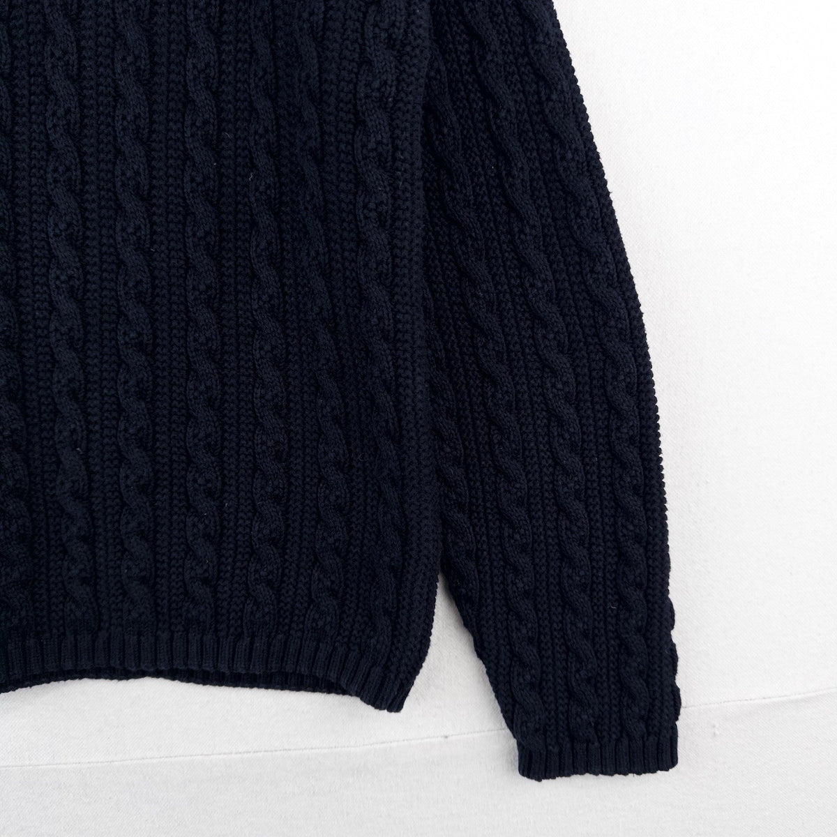 80’s Vtg Lands End Sweater Womens L 14-16 Blue Fisherman Cable Knit Pullover USA