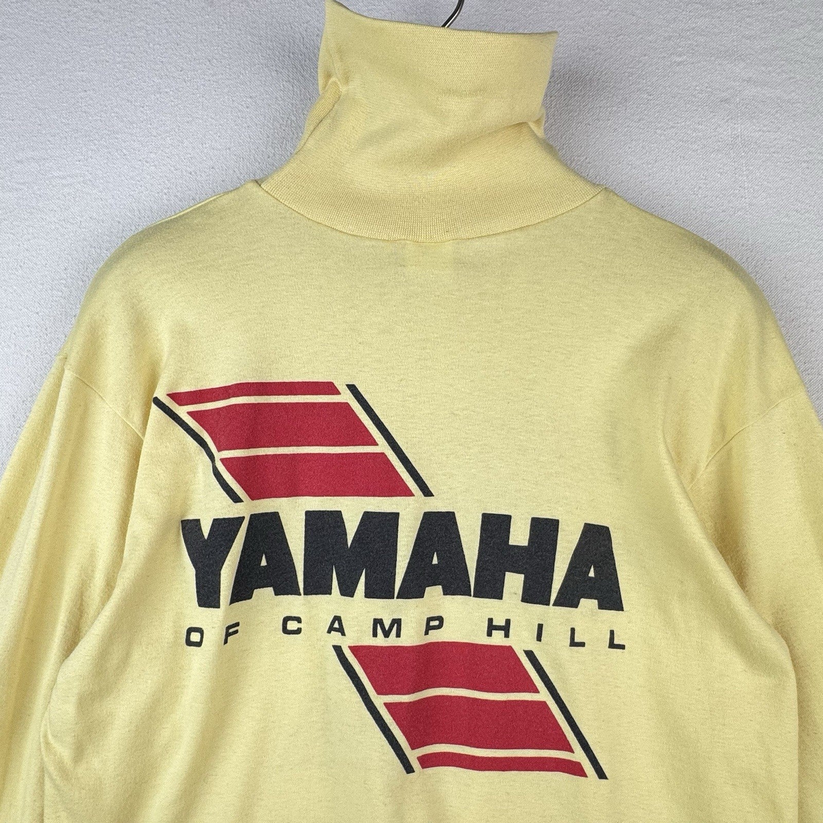 90’s Vintage Yamaha Of Camp Hill Yellow Turtleneck Unisex XL *Distressed