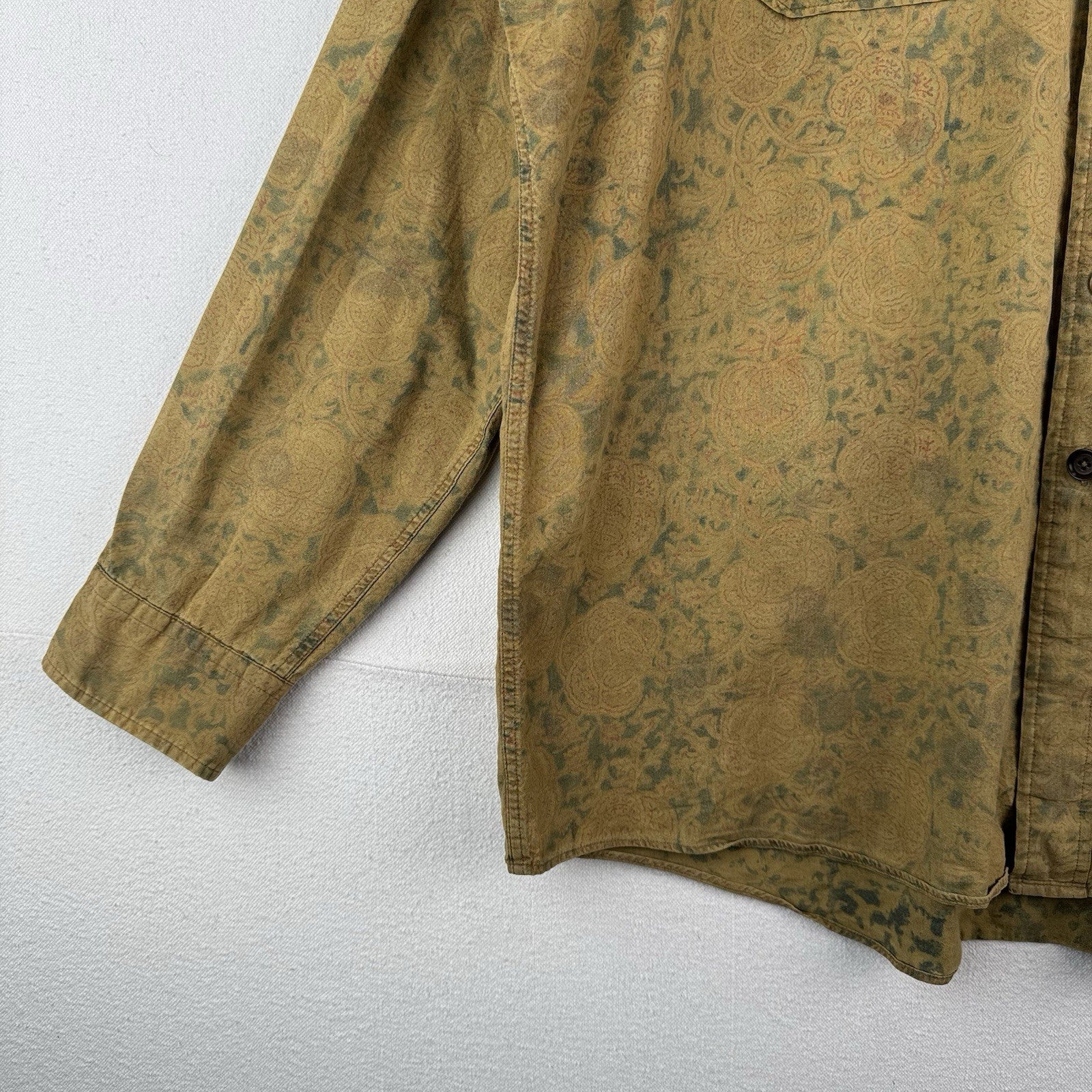 90’s Vtg Polo Ralph Lauren Safari Paisley Ink Wash Floral Button Shirt Mens 2XL