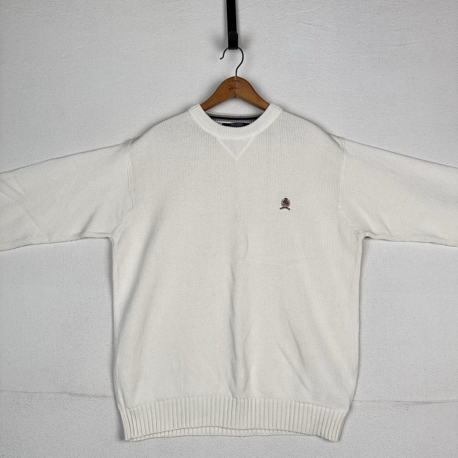Vintage Tommy Hilfiger Men’s XL Knit Cotton Crewneck Sweater White