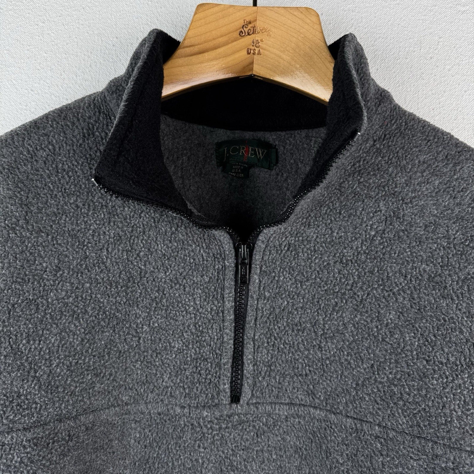 90s Vtg J.Crew Oarsman Men’s Medium 1/4 Zip Gray Fleece Pullover Made USA *Read