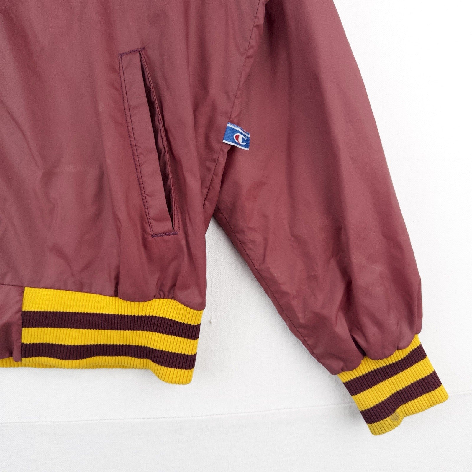 70’s Vtg Champion Eureka College Nylon Varsity Jacket Medium Snap Front Made USA